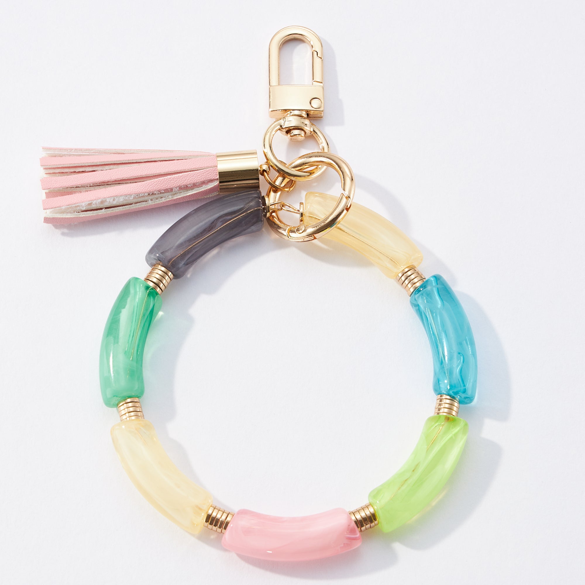 Two Tone Resin Wristlet Keychains with Tassel