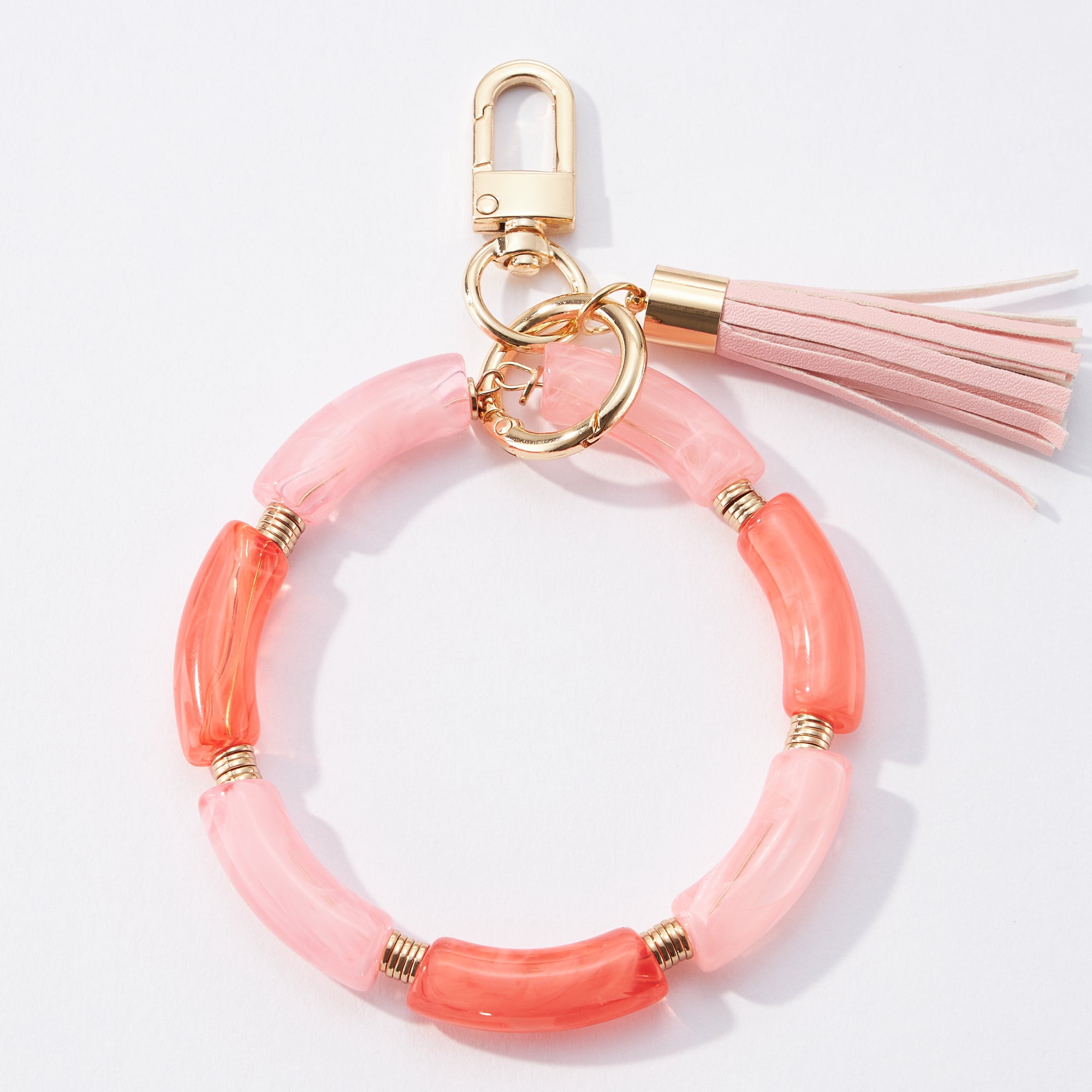 Two Tone Resin Wristlet Keychains with Tassel
