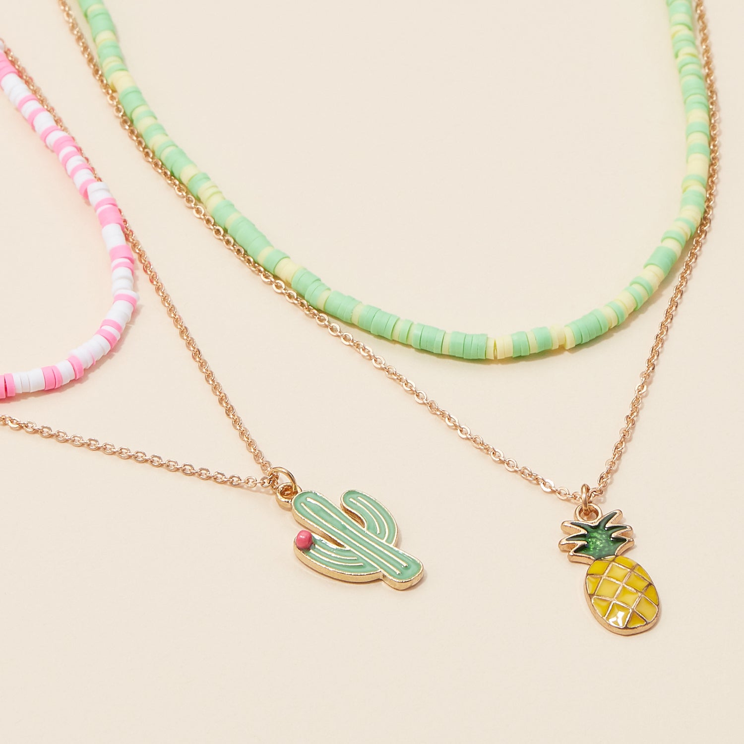 Rubber Beaded Layered Necklace