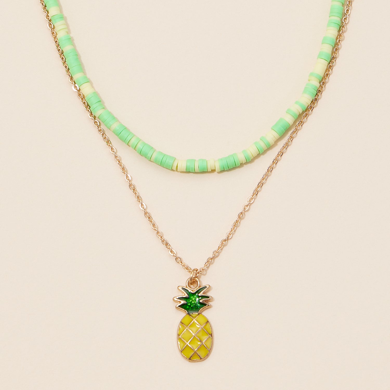 Rubber Beaded Layered Necklace
