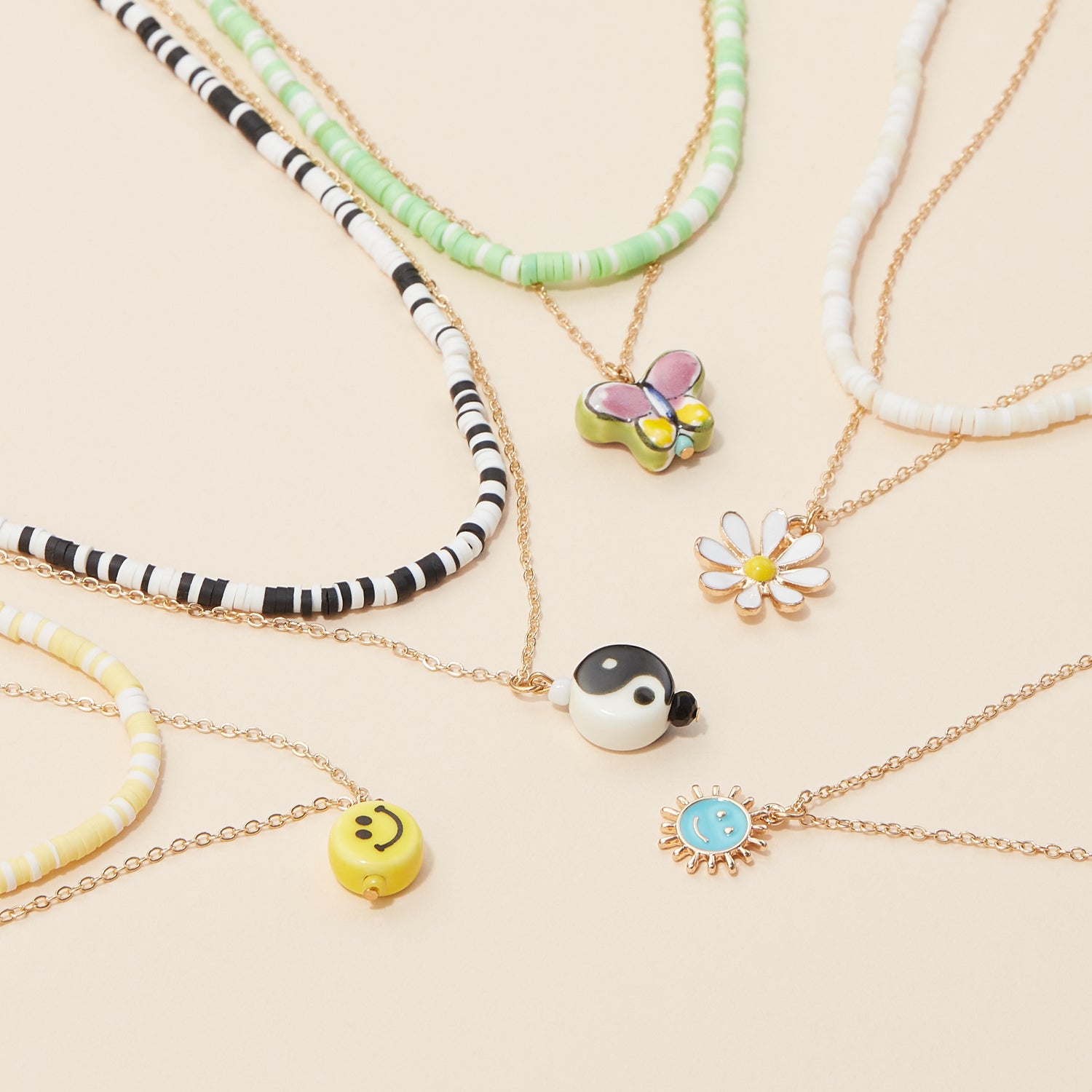 Rubber Beaded Layered Necklace