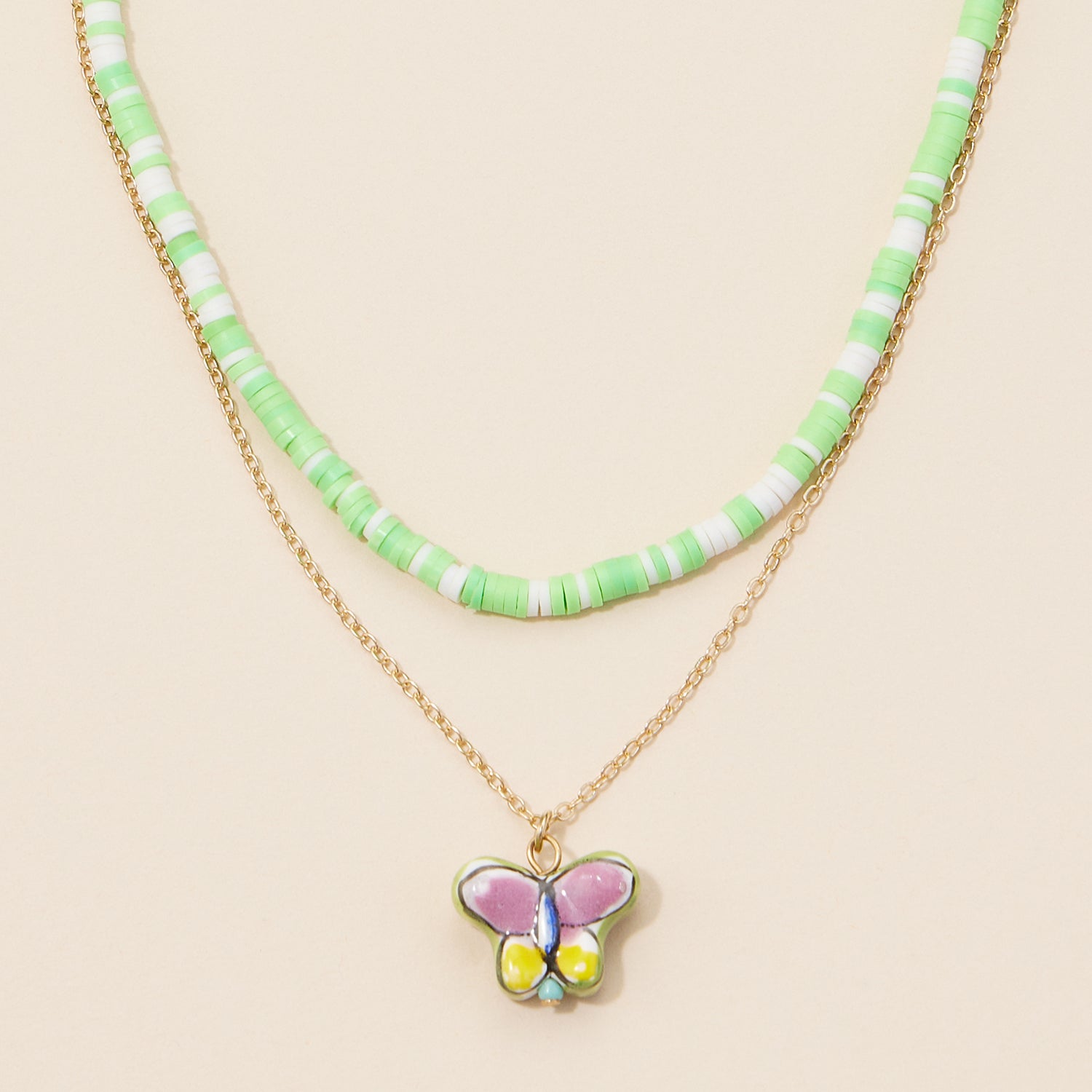 Rubber Beaded Layered Necklace