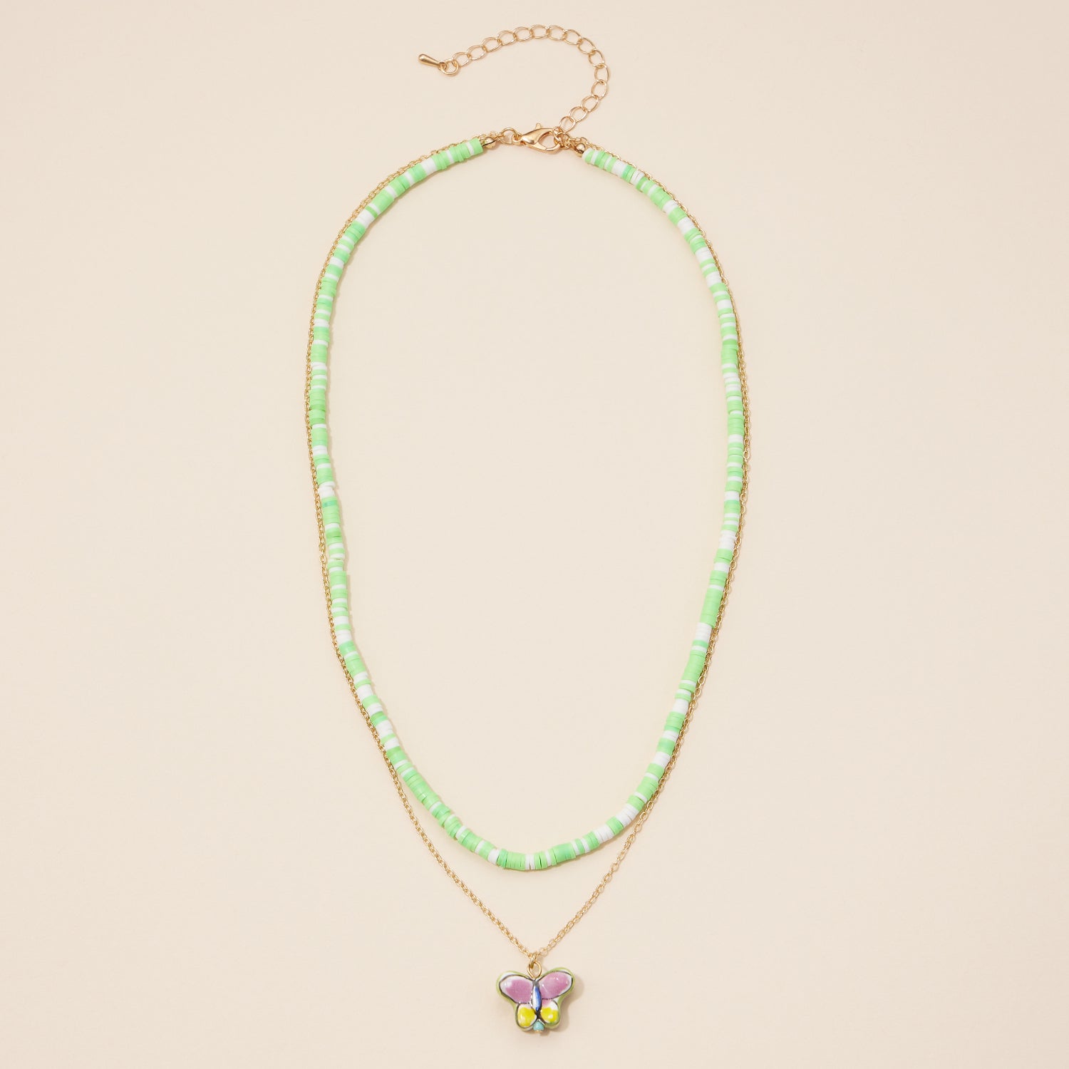 Rubber Beaded Layered Necklace