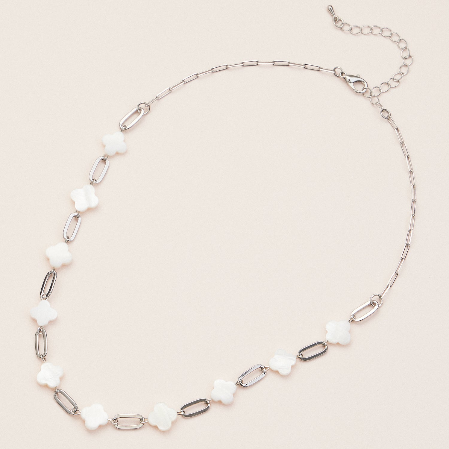 Gold Chain Necklace with Mother of Pearl Clover Pendant