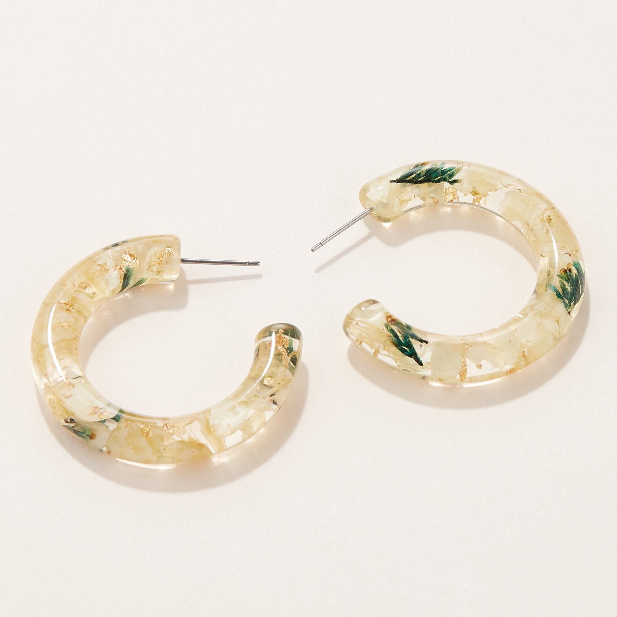 Pressed Flower Medium Hoop Earrings
