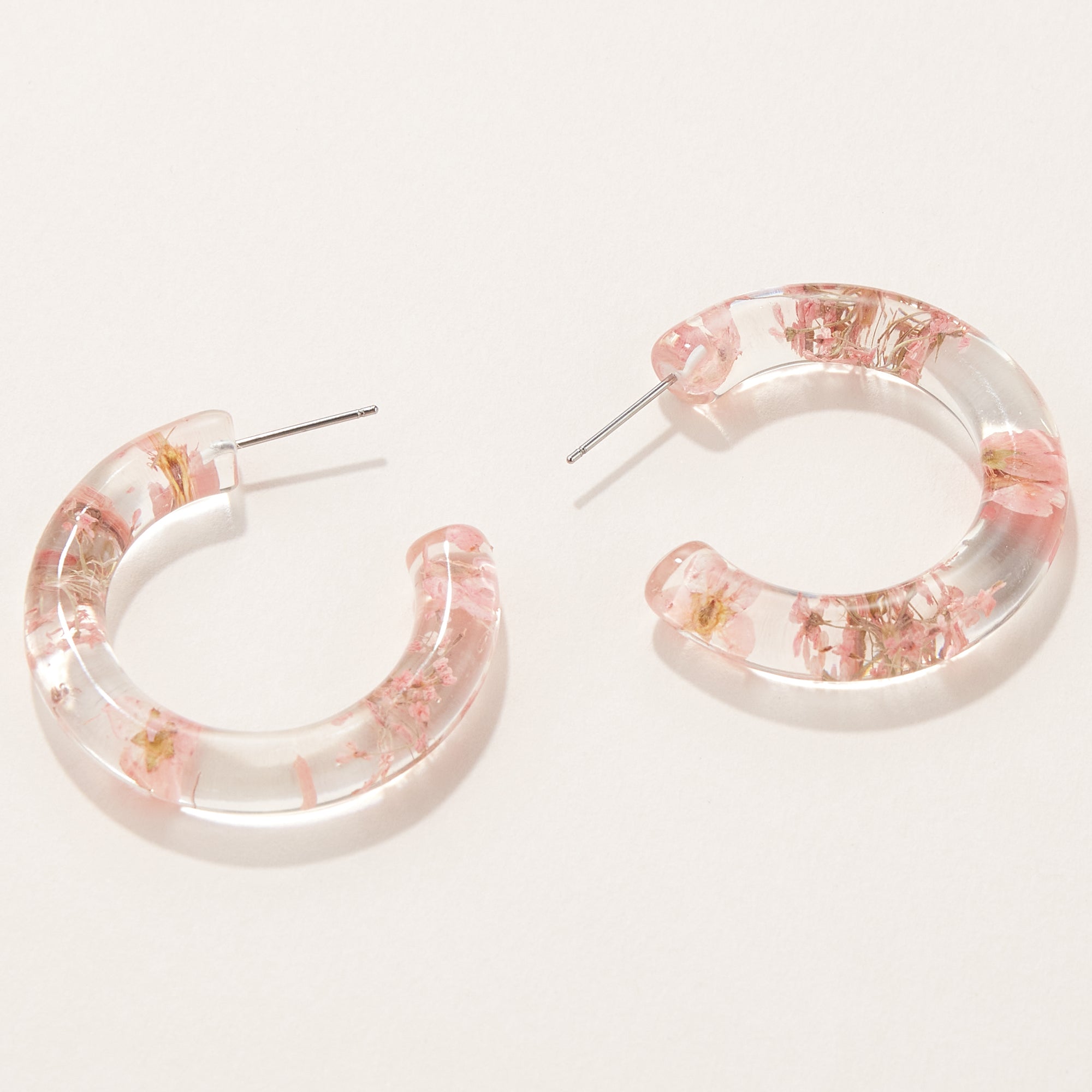 Pressed Flower Medium Hoop Earrings