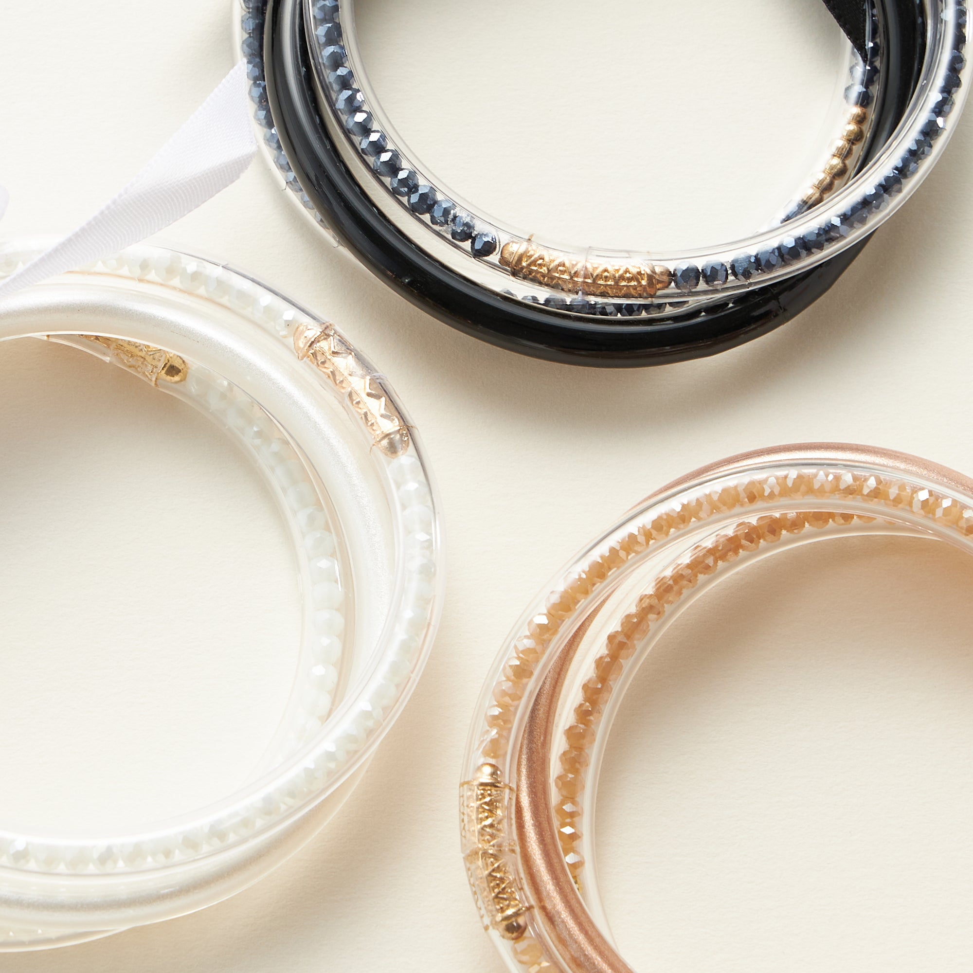 Glass Beaded Tube Bangle Bracelet