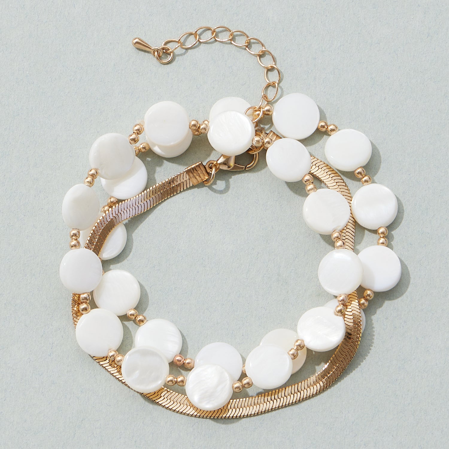 Geometric Hexagon Mother of Pearl Bracelet - Frem