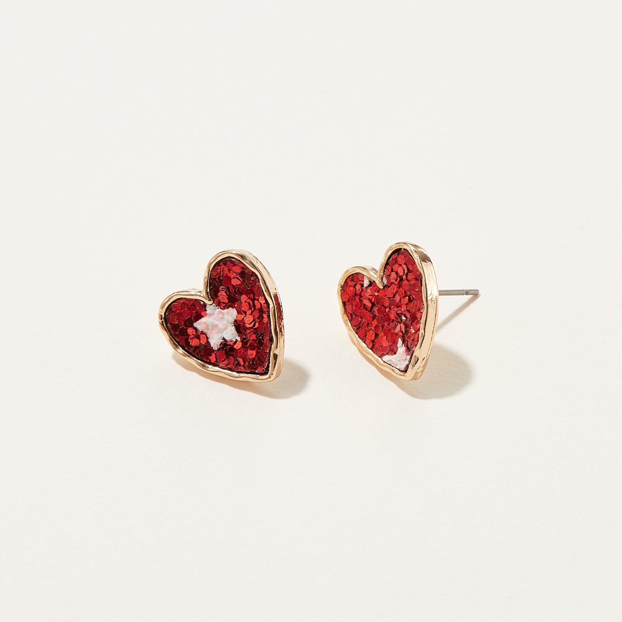 America Glitter Heart Stud Earring 6 pcs Set