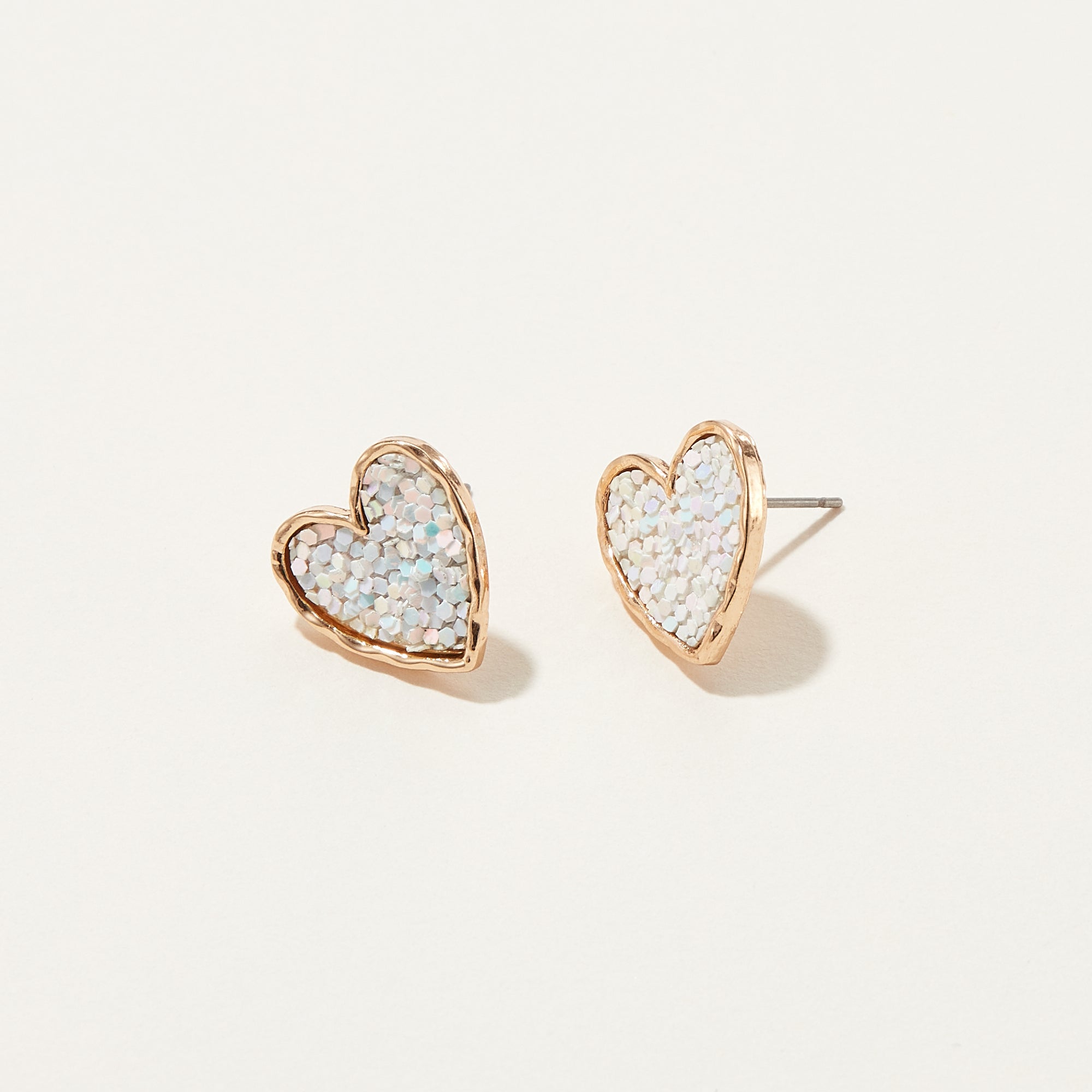 America Glitter Heart Stud Earring 6 pcs Set