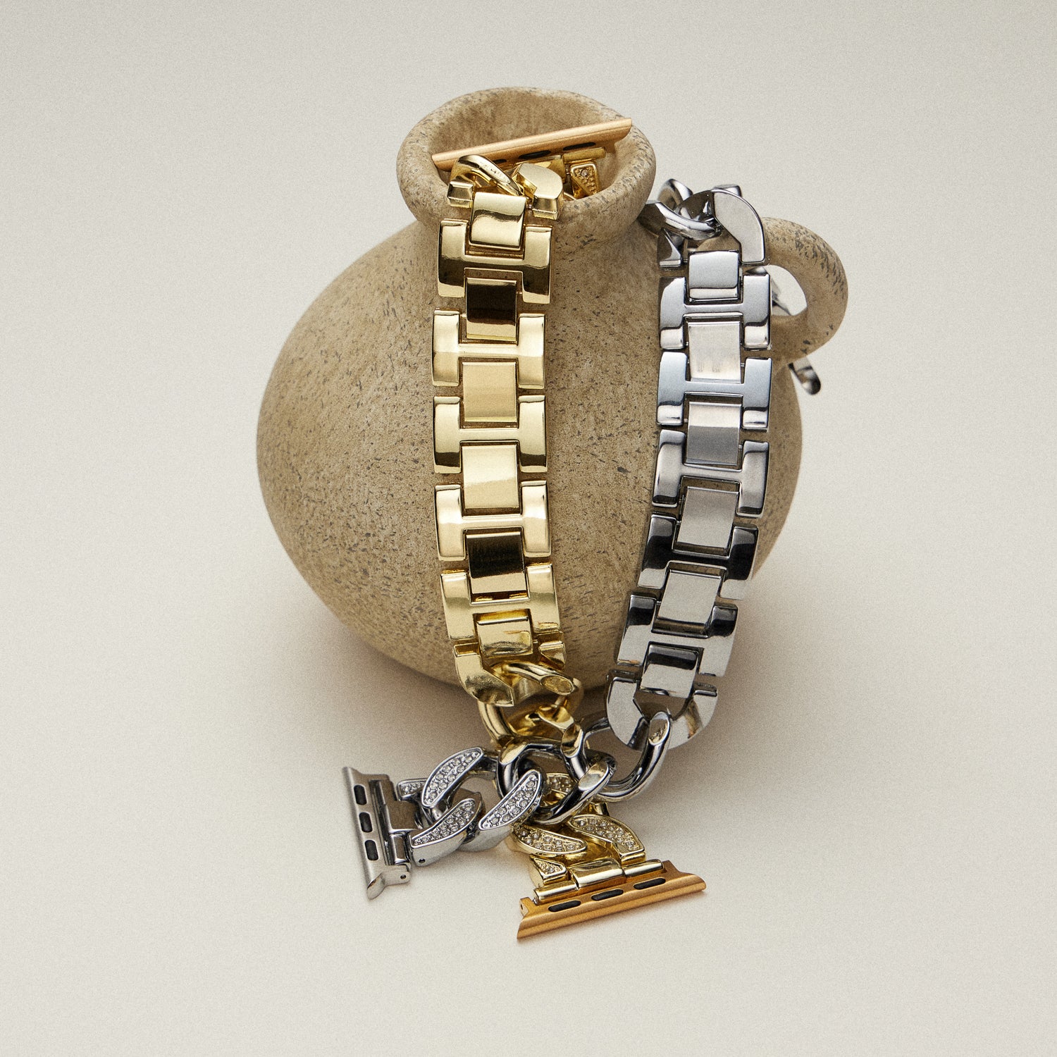 Stylish Gold and Silver Stainless Steel Apple Watch Bands – Modern Elegant Design