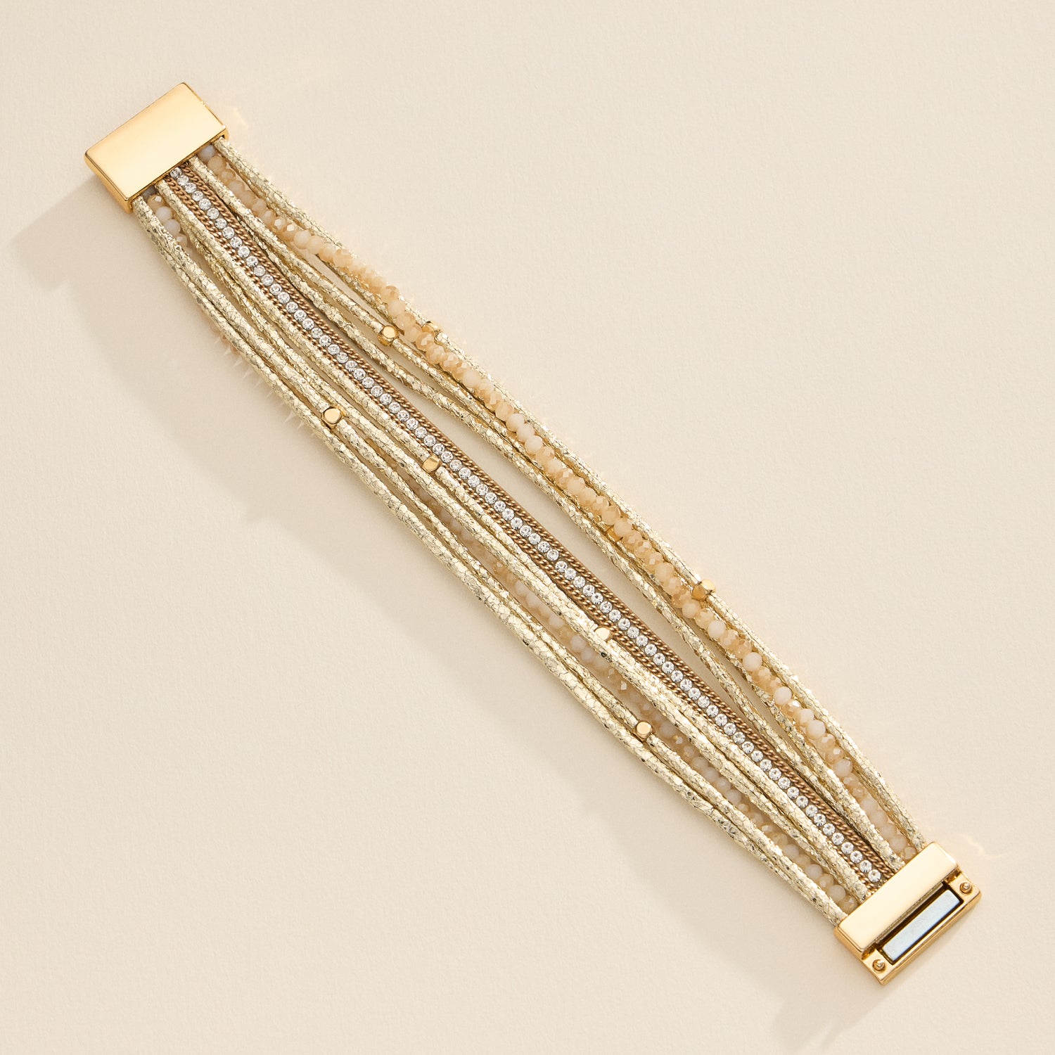 Layered Beaded Wrap Bracelet – Multi-Strand Cuff with Clasp Closure