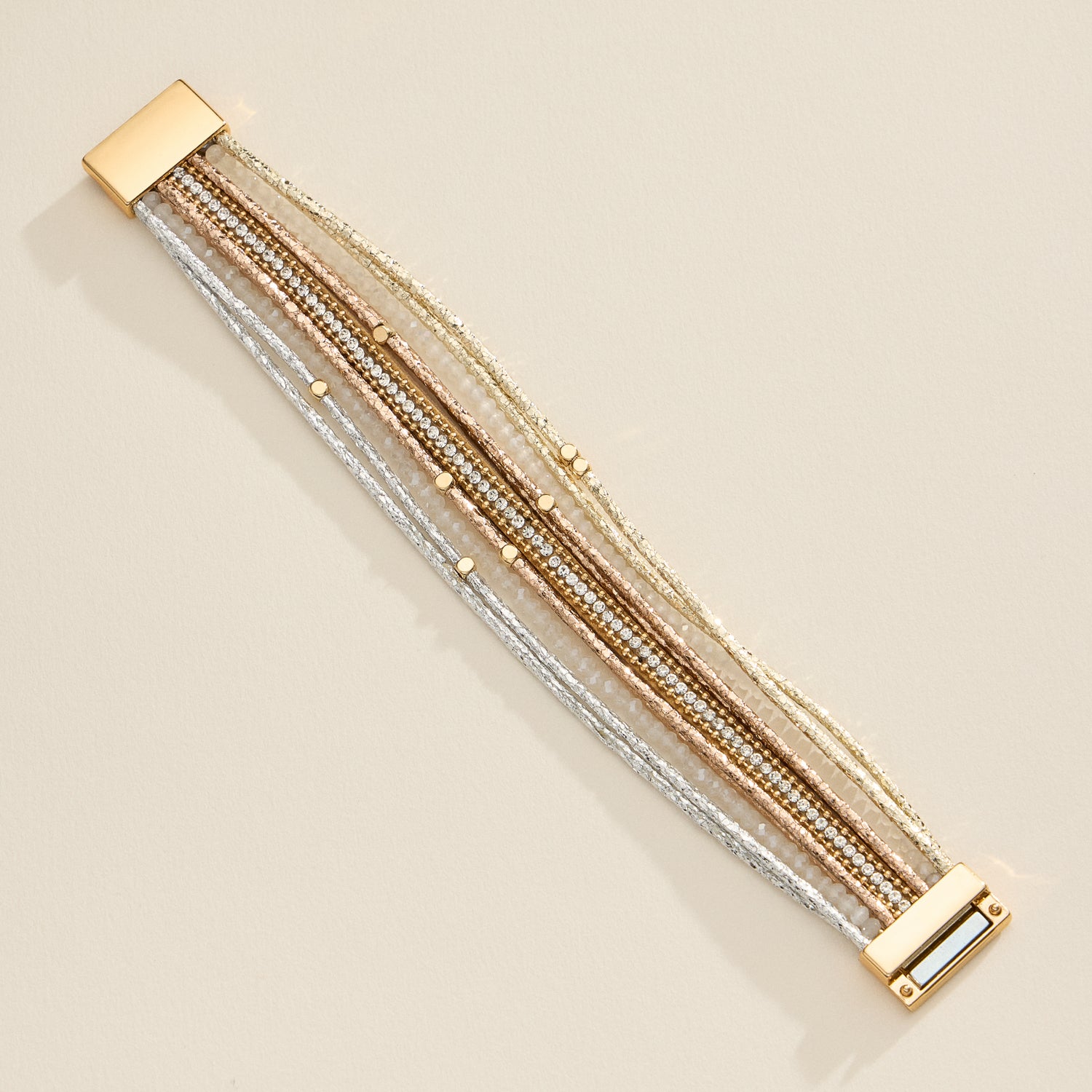 Layered Beaded Wrap Bracelet – Multi-Strand Cuff with Clasp Closure