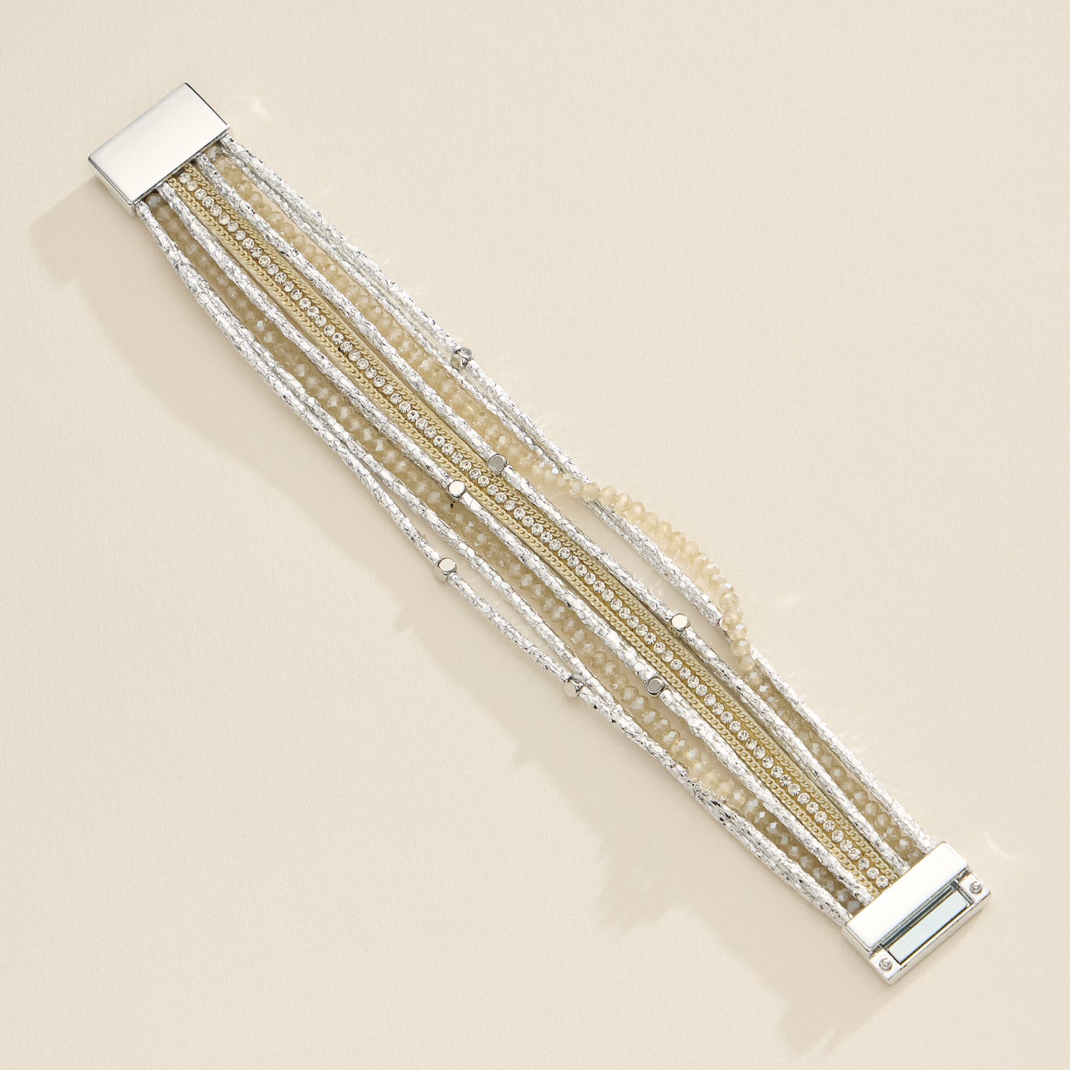 Layered Beaded Wrap Bracelet – Multi-Strand Cuff with Clasp Closure