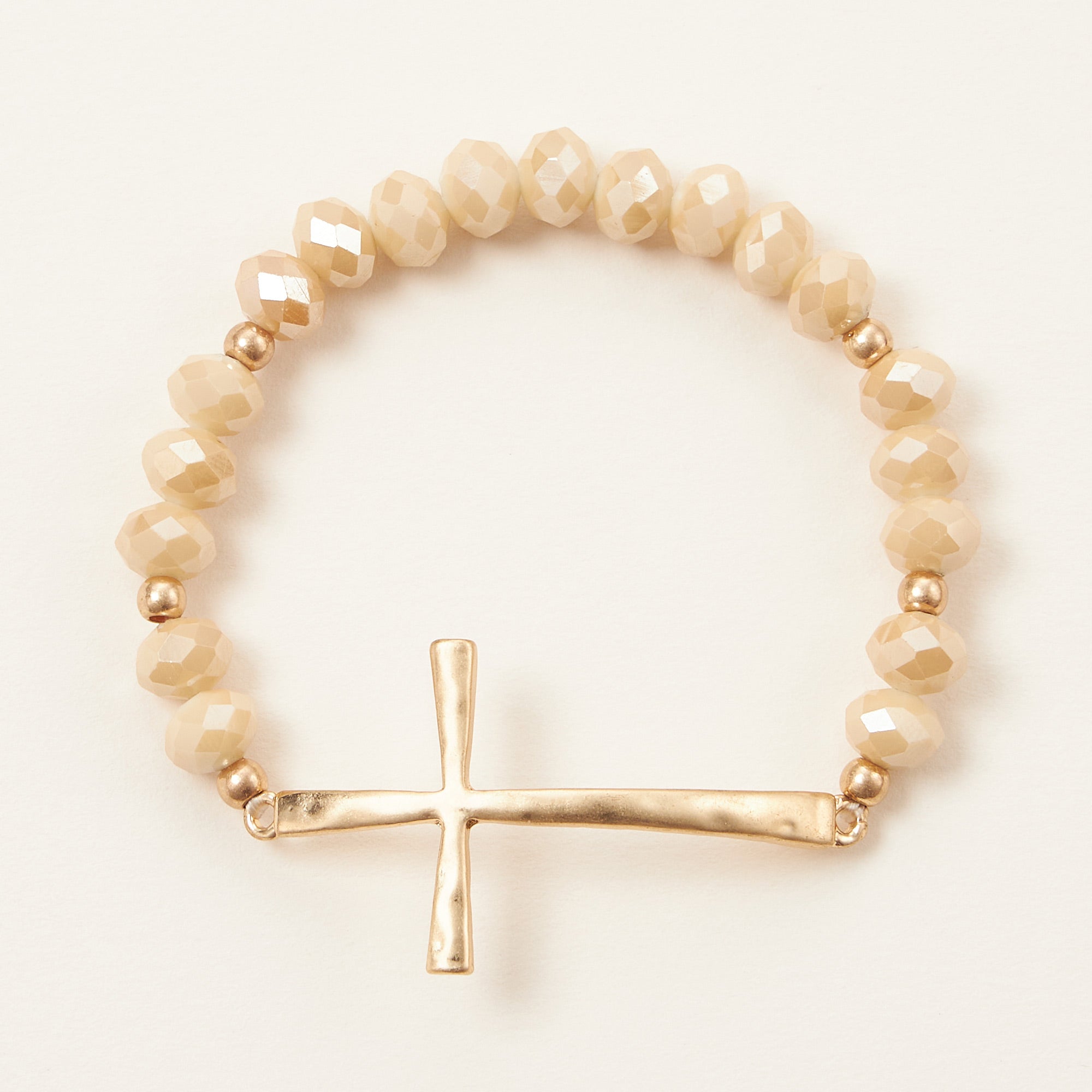 Beaded Cross Bracelet – Colorful Crystal Stretch Jewelry with Gold or Silver Cross Charm