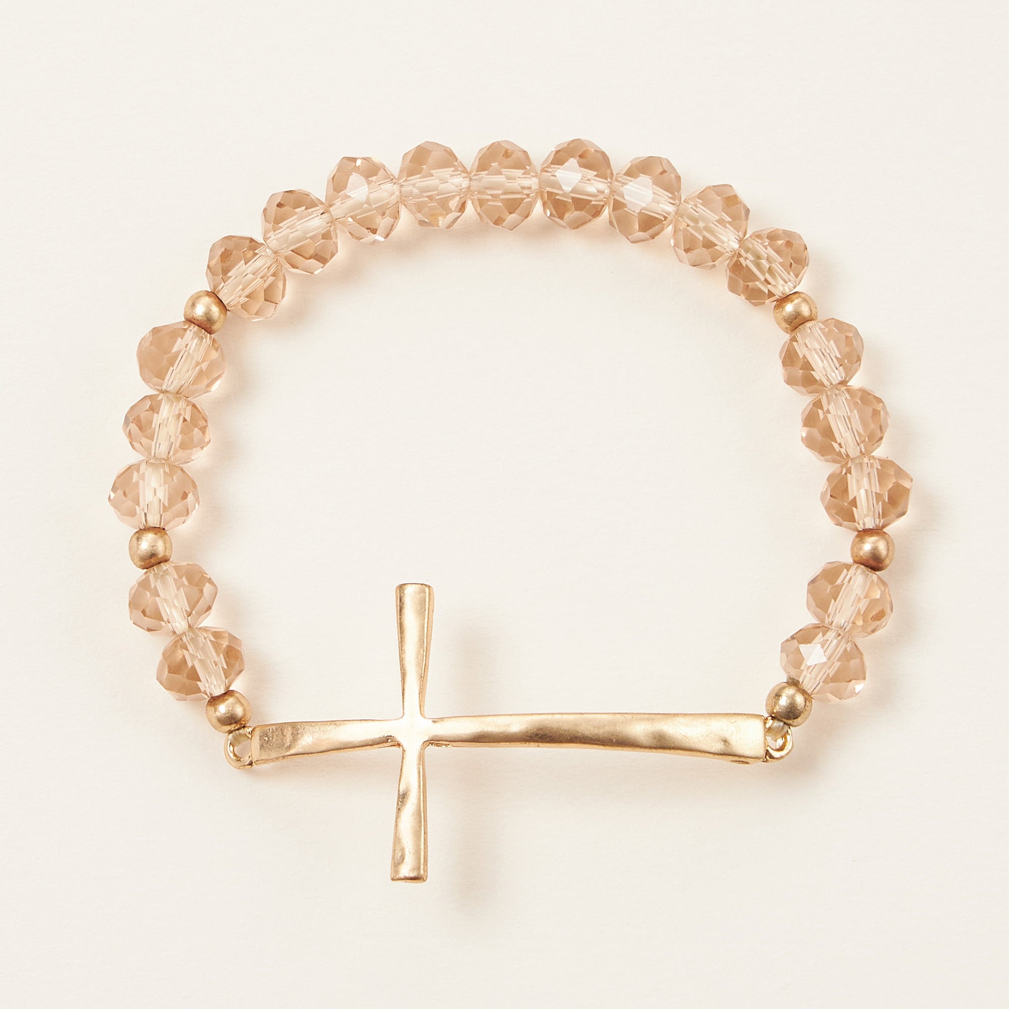 Beaded Cross Bracelet – Colorful Crystal Stretch Jewelry with Gold or Silver Cross Charm