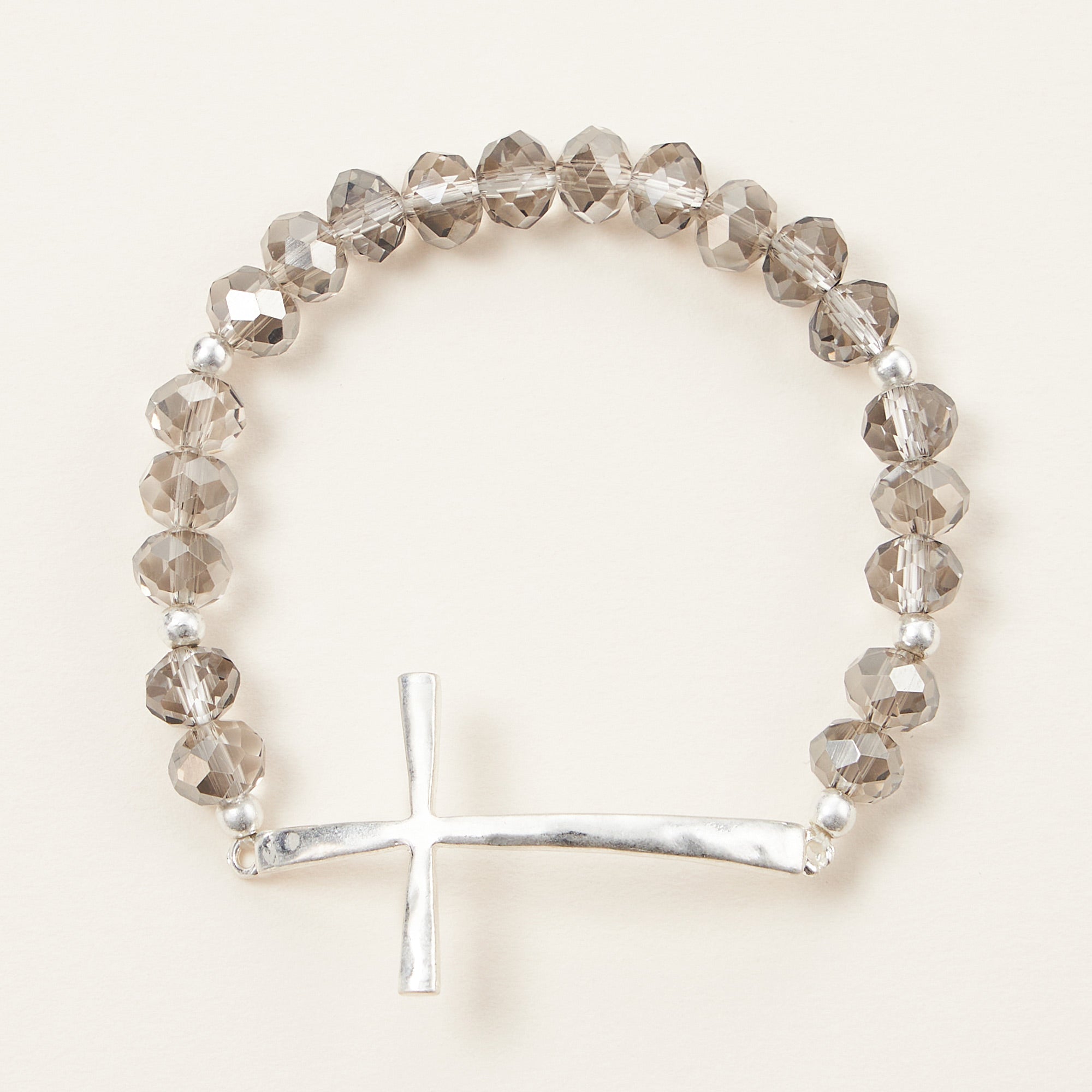 Beaded Cross Bracelet – Colorful Crystal Stretch Jewelry with Gold or Silver Cross Charm