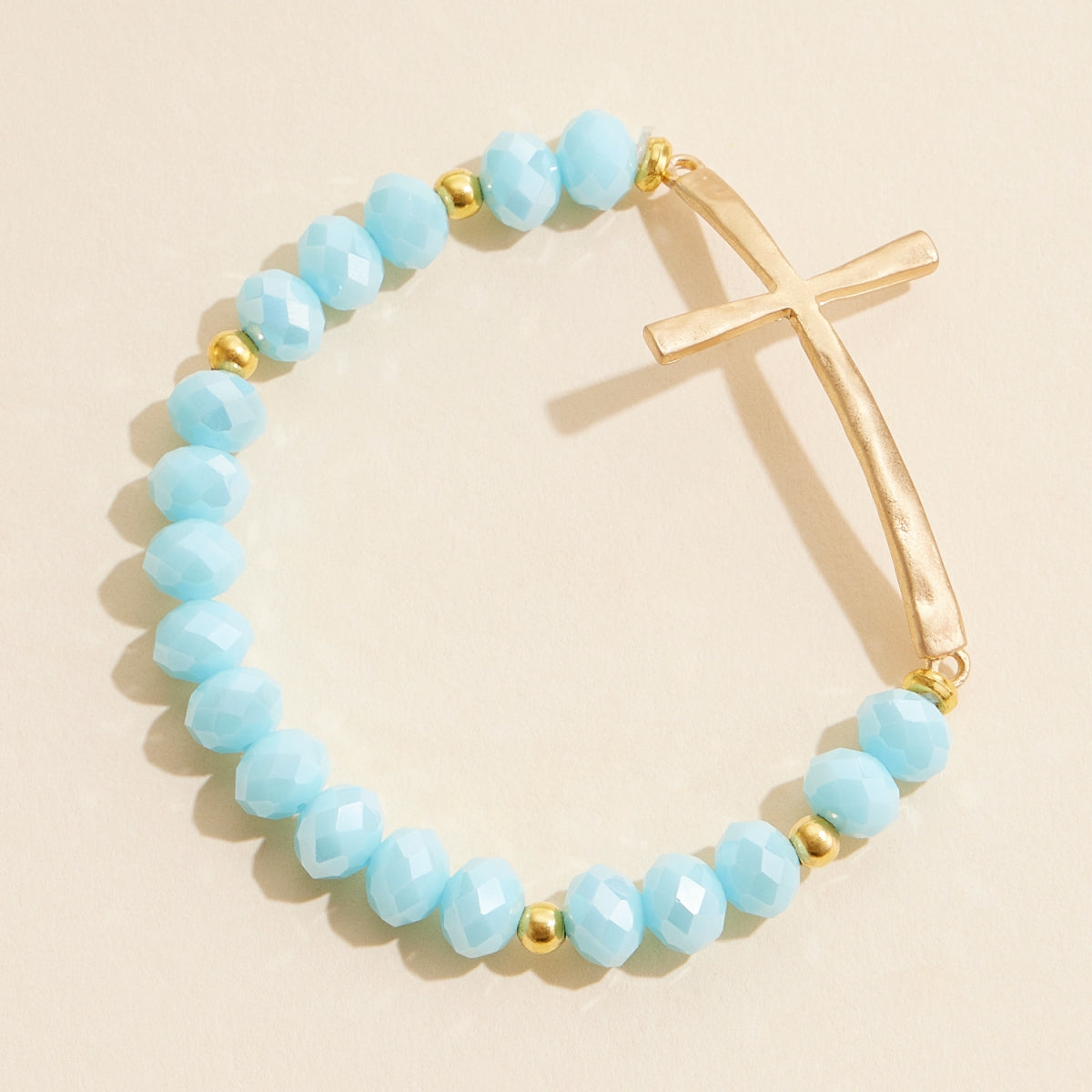 Beaded Cross Bracelet – Colorful Crystal Stretch Jewelry with Gold or Silver Cross Charm