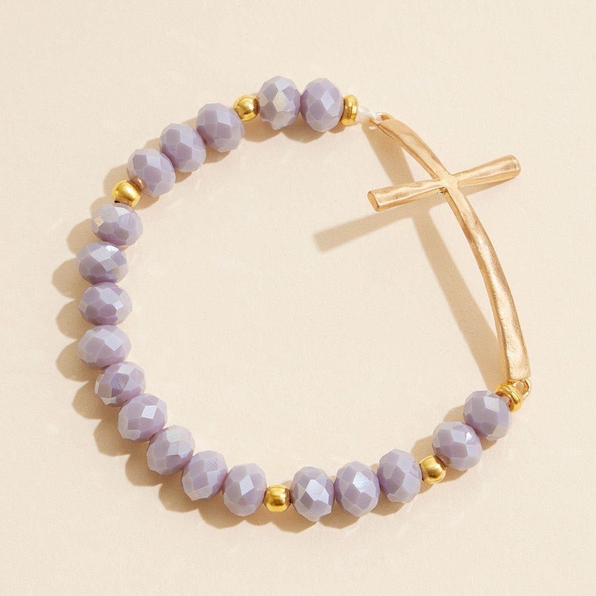 Beaded Cross Bracelet – Colorful Crystal Stretch Jewelry with Gold or Silver Cross Charm