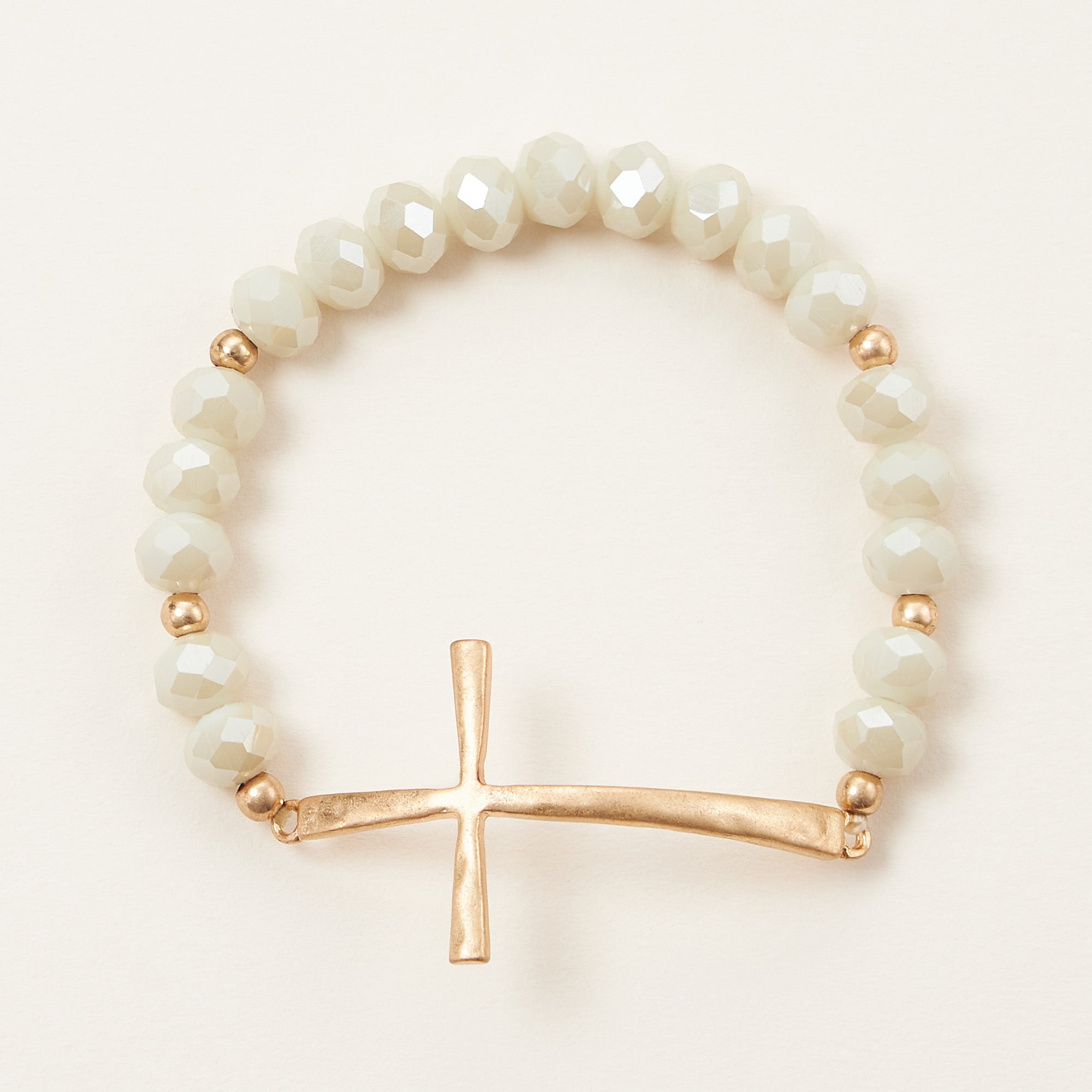 Beaded Cross Bracelet – Colorful Crystal Stretch Jewelry with Gold or Silver Cross Charm