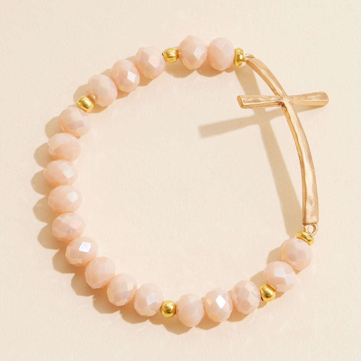 Beaded Cross Bracelet – Colorful Crystal Stretch Jewelry with Gold or Silver Cross Charm