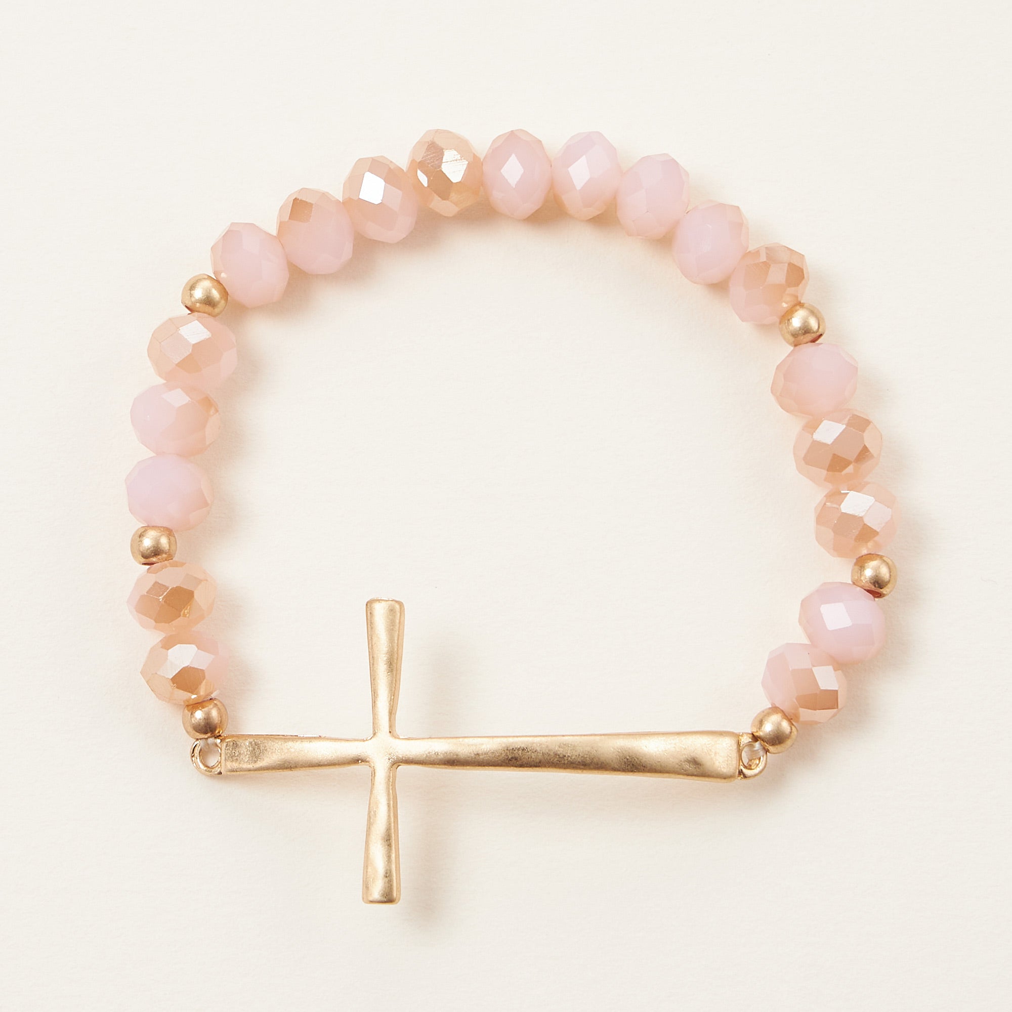 Beaded Cross Bracelet – Colorful Crystal Stretch Jewelry with Gold or Silver Cross Charm