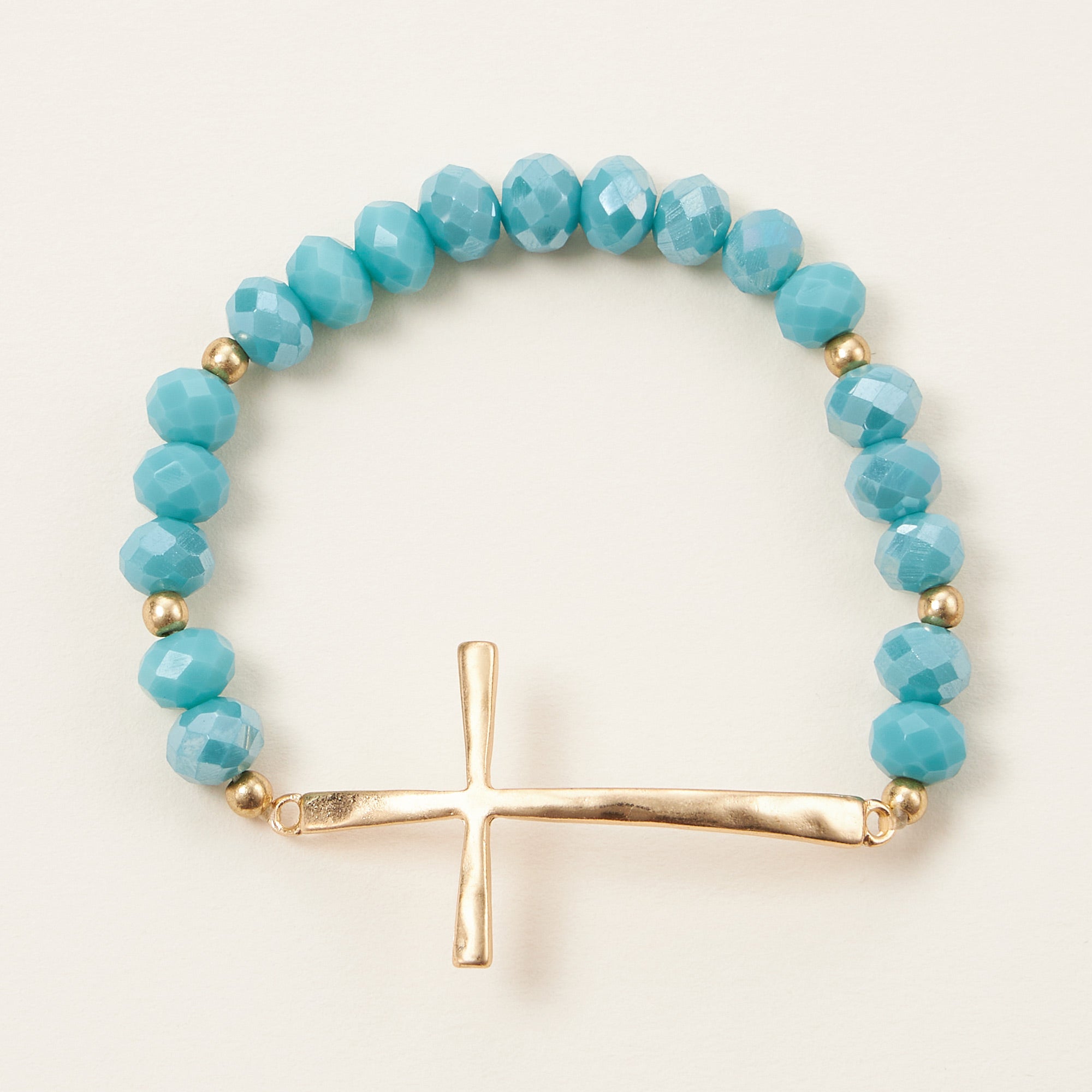 Beaded Cross Bracelet – Colorful Crystal Stretch Jewelry with Gold or Silver Cross Charm