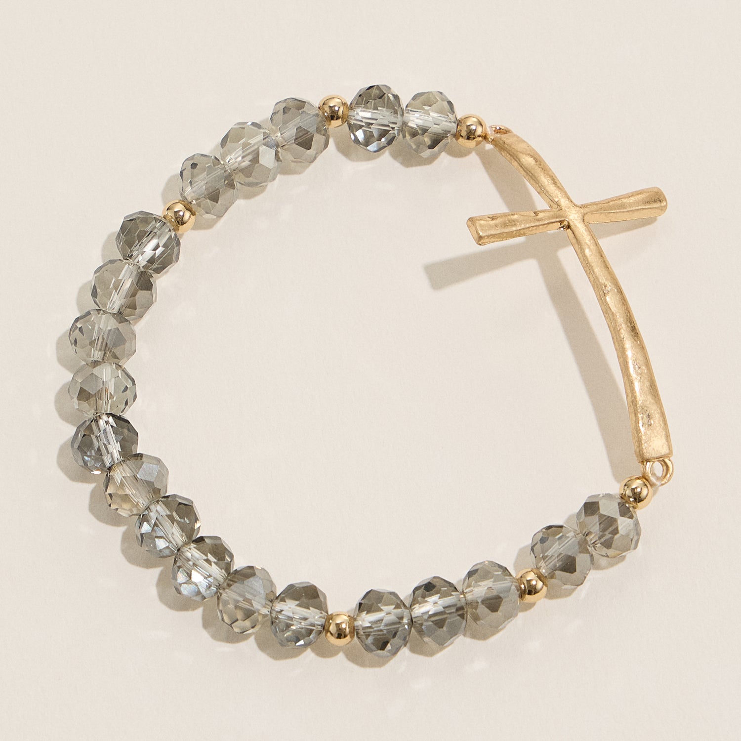Beaded Cross Bracelet – Colorful Crystal Stretch Jewelry with Gold or Silver Cross Charm