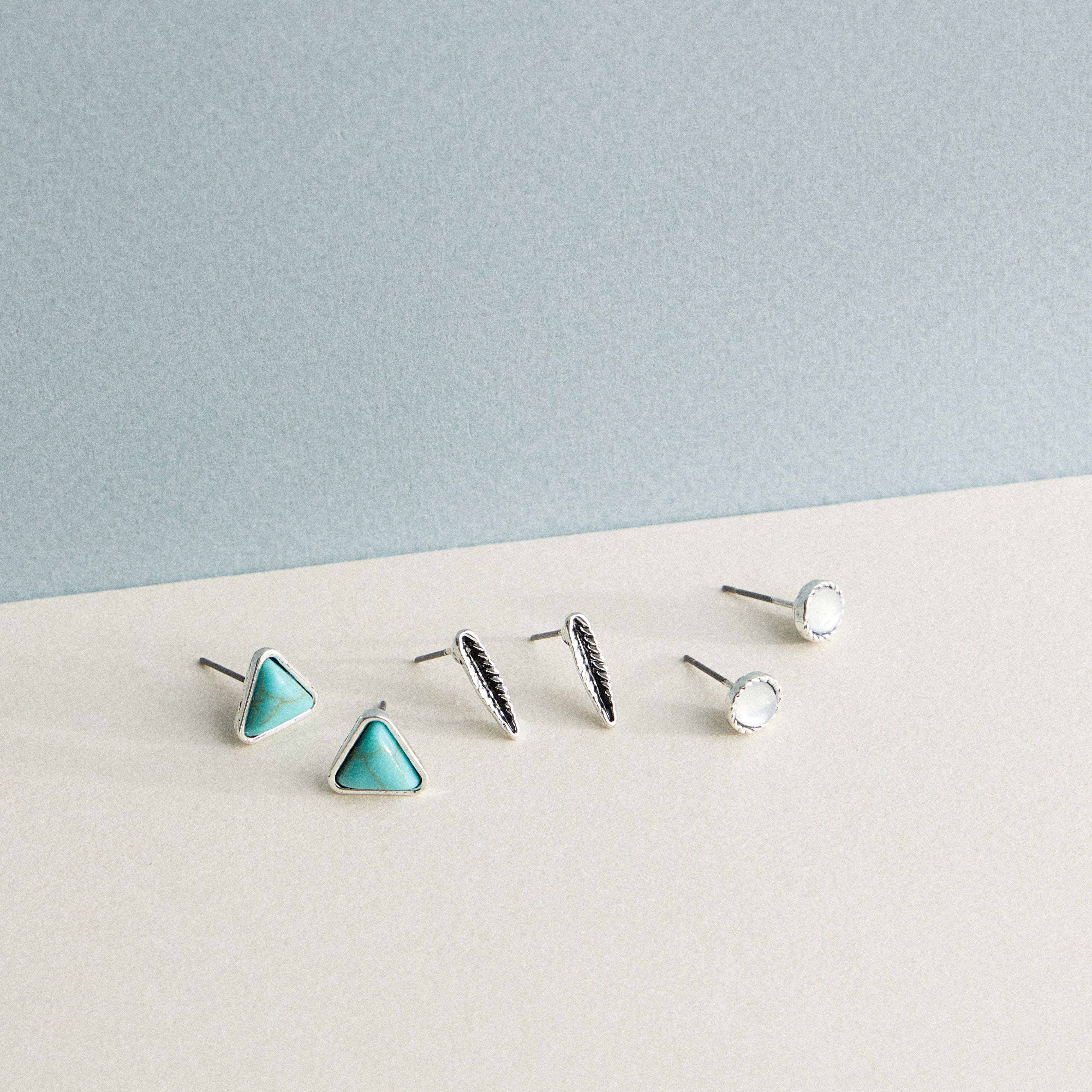 Western-Style Post Earrings, Set of 3