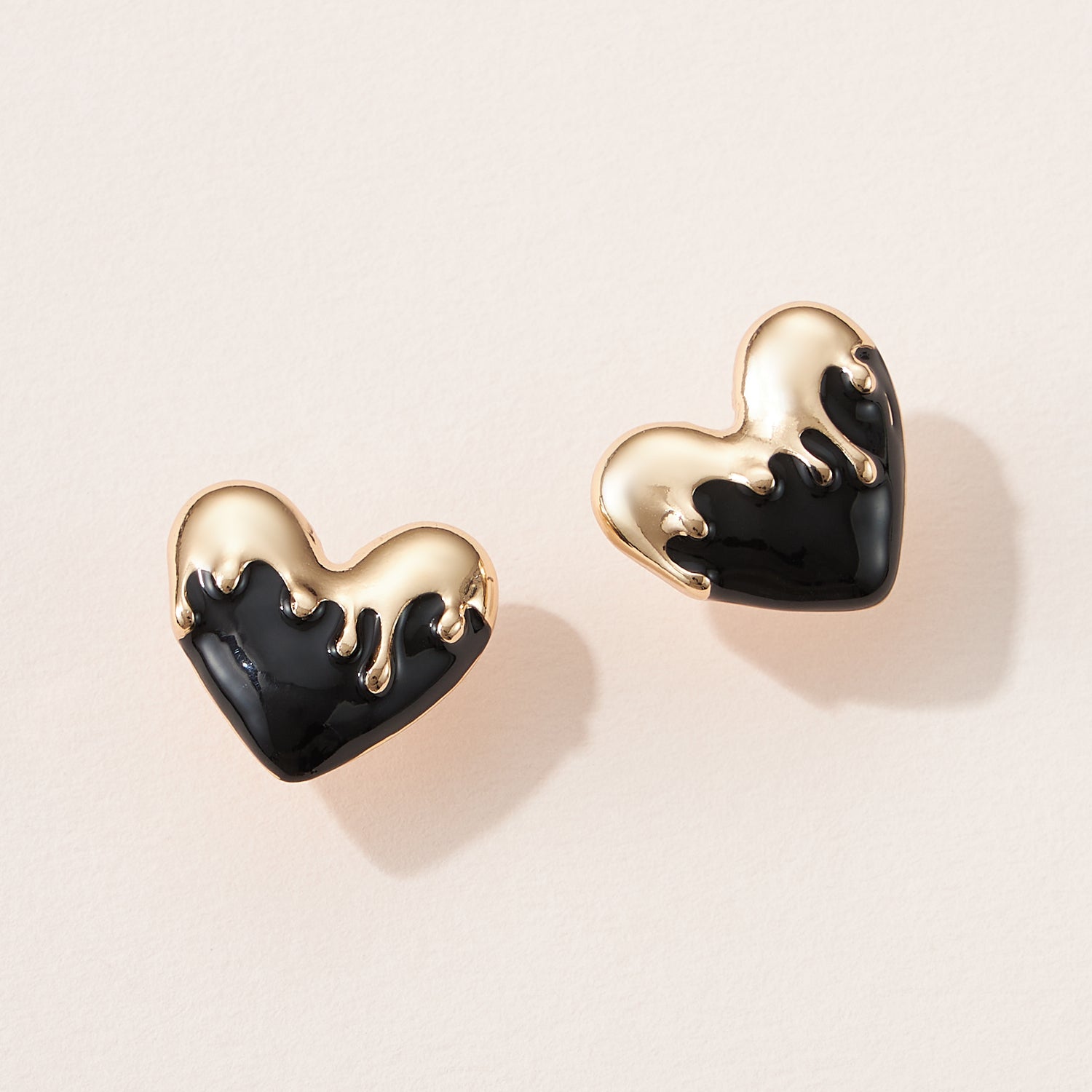 Gold Drip Heart Stud Earrings – Bold Colors