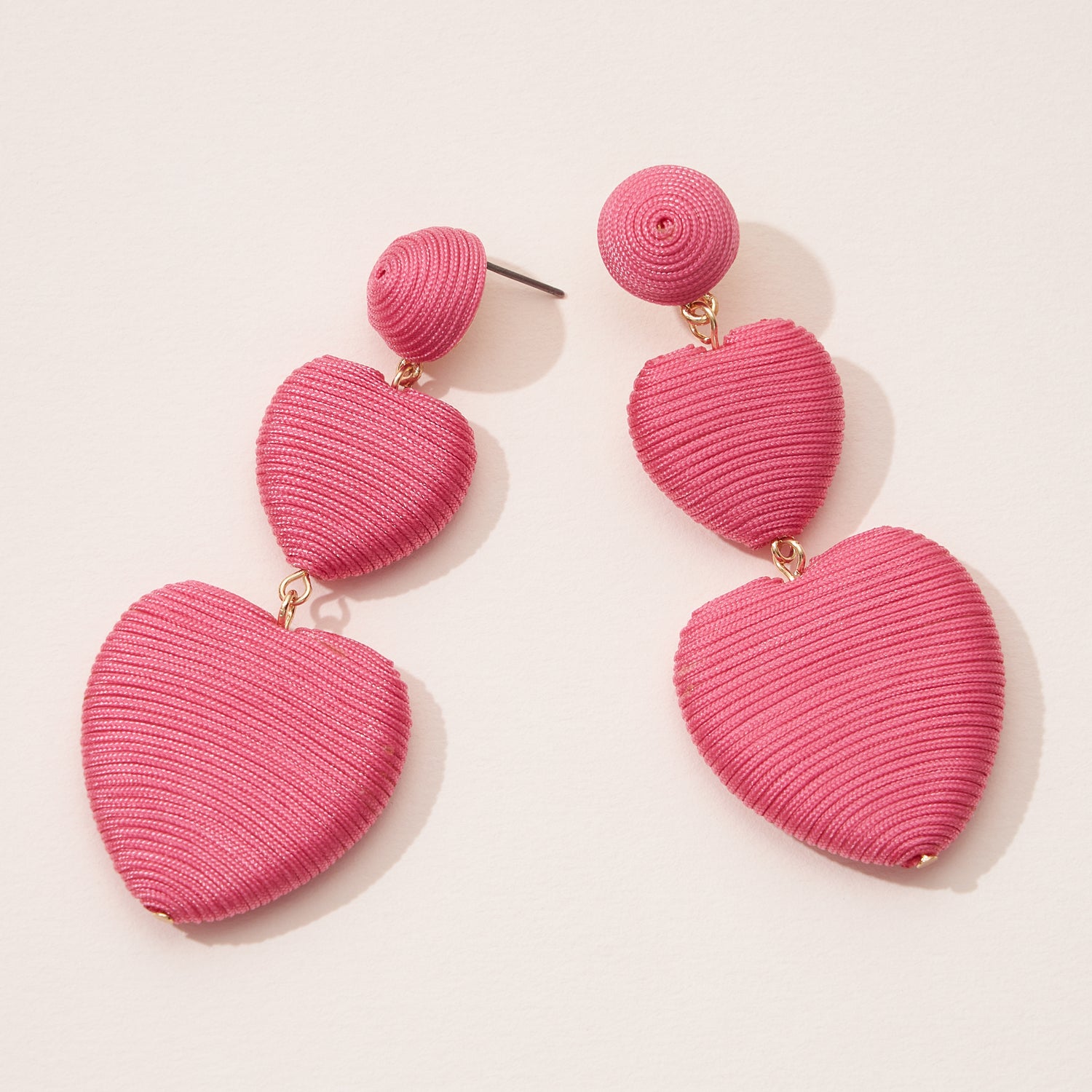 Handmade Thread Wrap Double Heart Earrings for Special Day like Valentine's