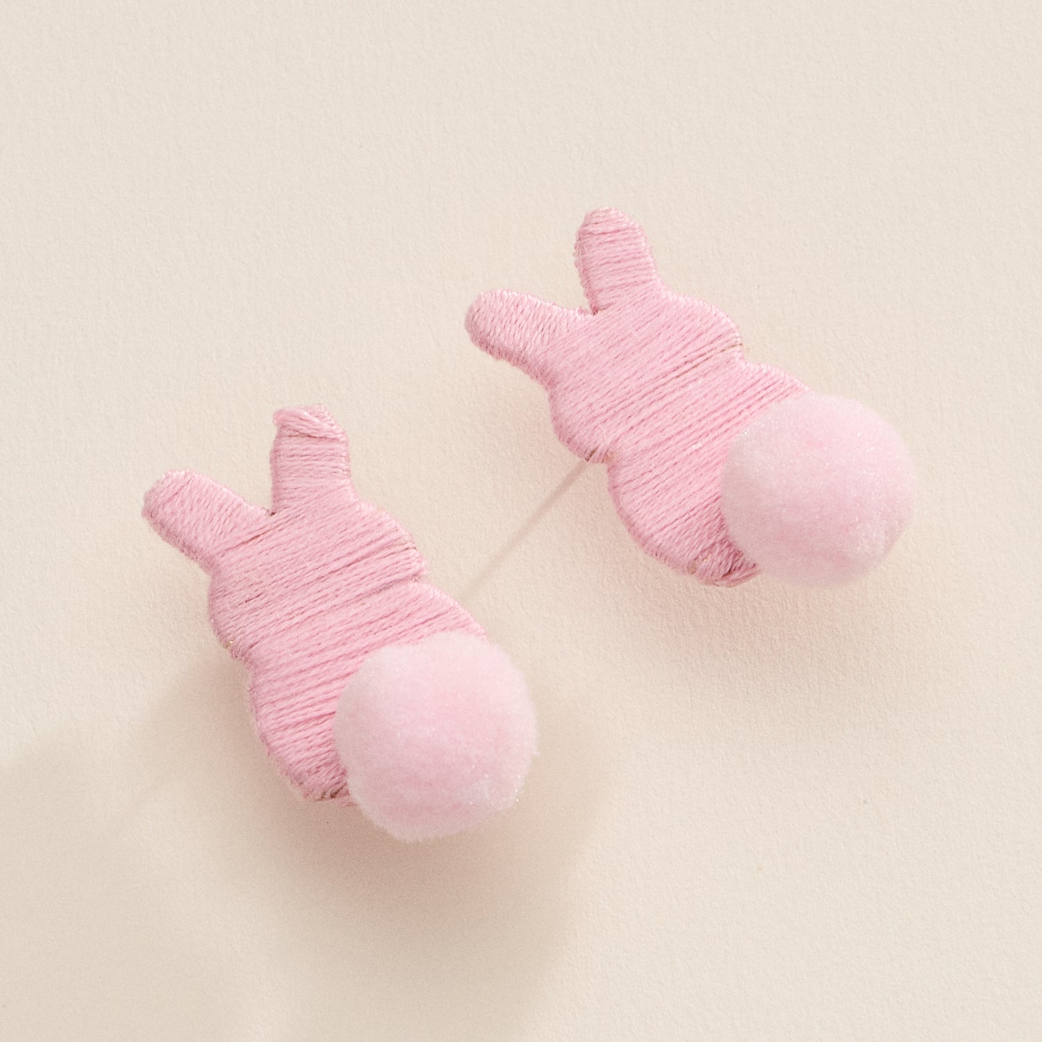 Thread Easter Rabbit with Pom Poms Post Earrings