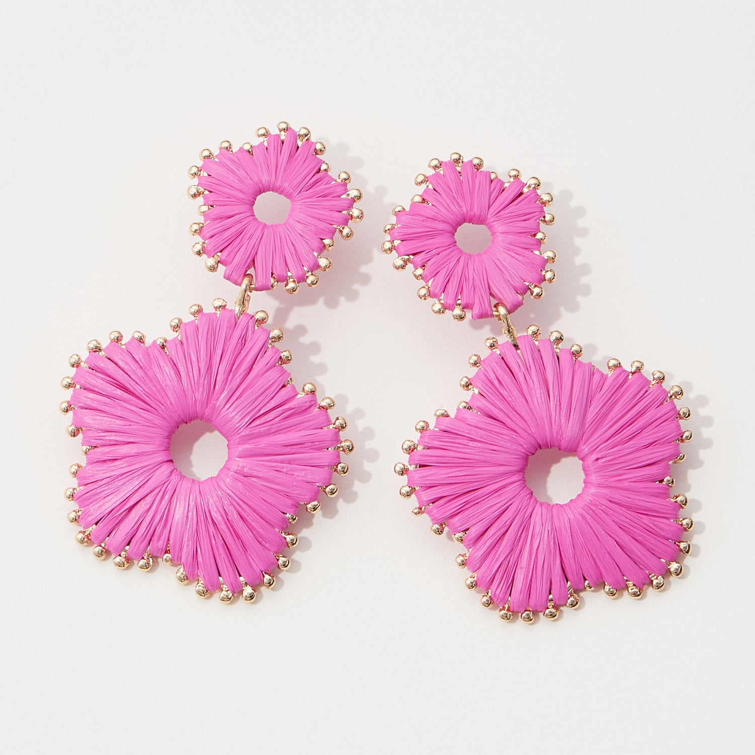 Raffia Wrapped Flower Post Earrings