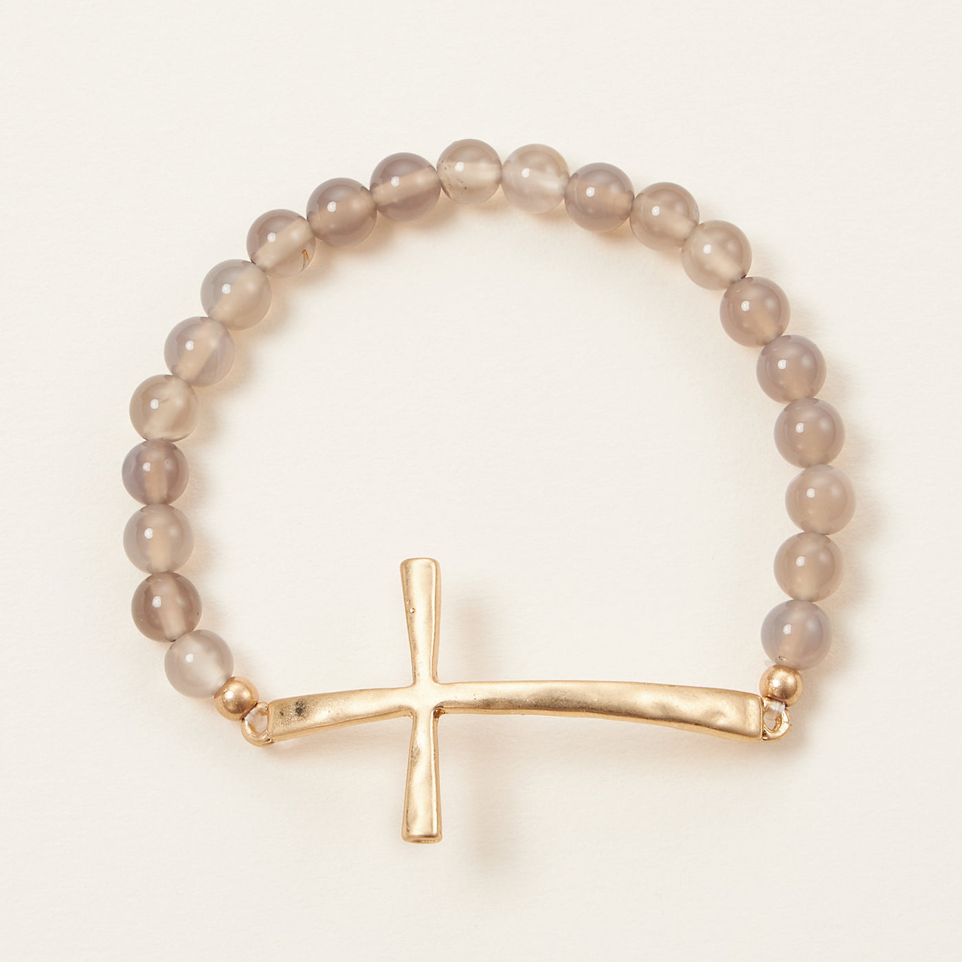 Metal Cross Pendant Natural Stone Bracelet - Frem