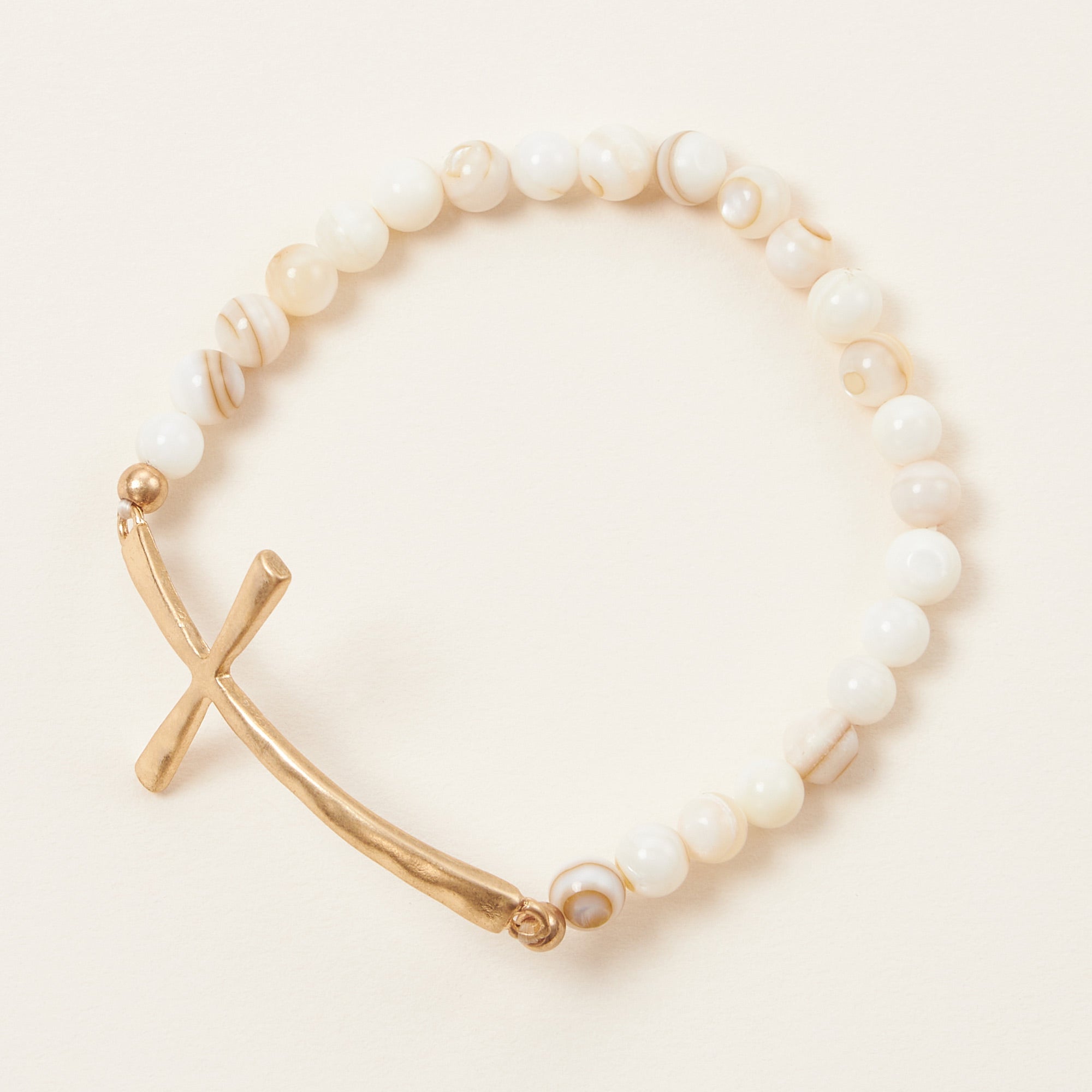 Metal Cross Pendant Natural Stone Bracelet
