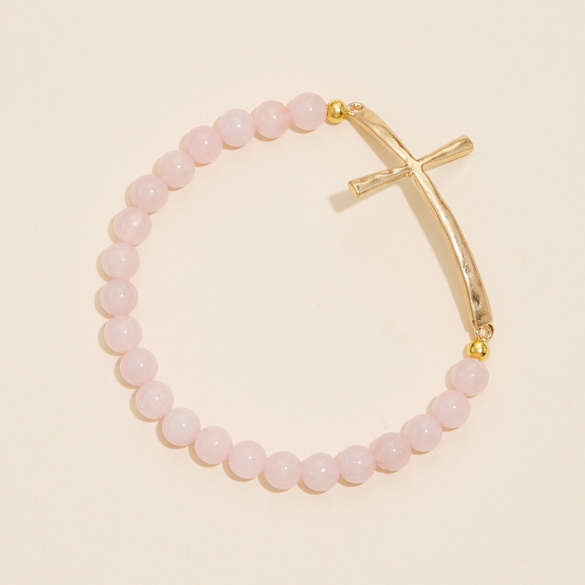 Metal Cross Pendant Natural Stone Bracelet