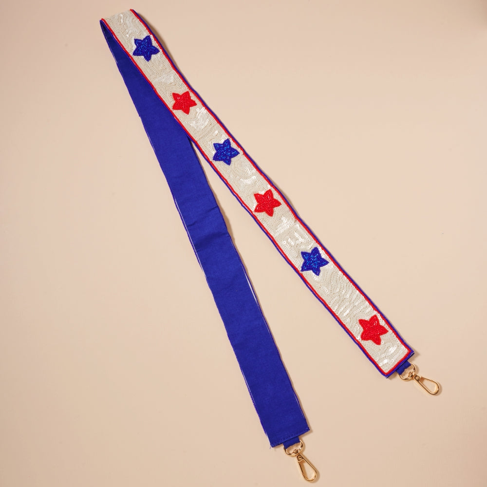 USA Independence Day Stars Beaded Bag Strap