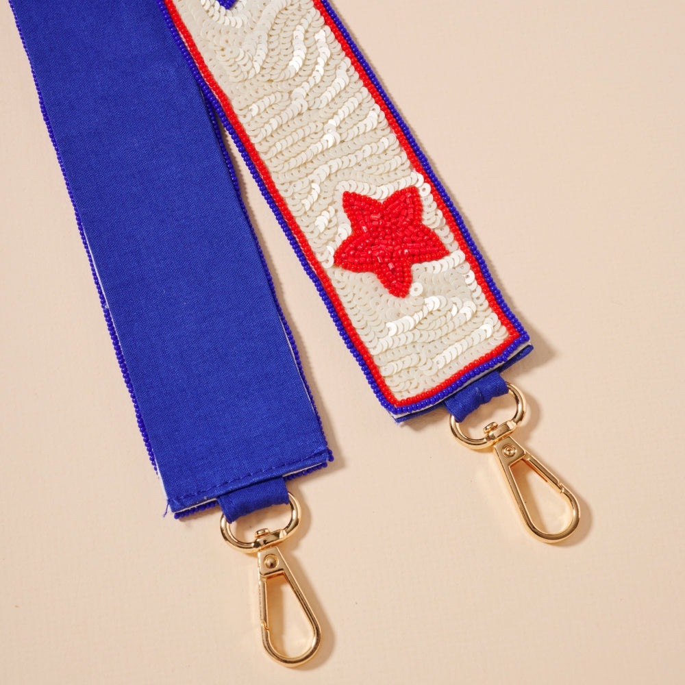 USA Independence Day Stars Beaded Bag Strap