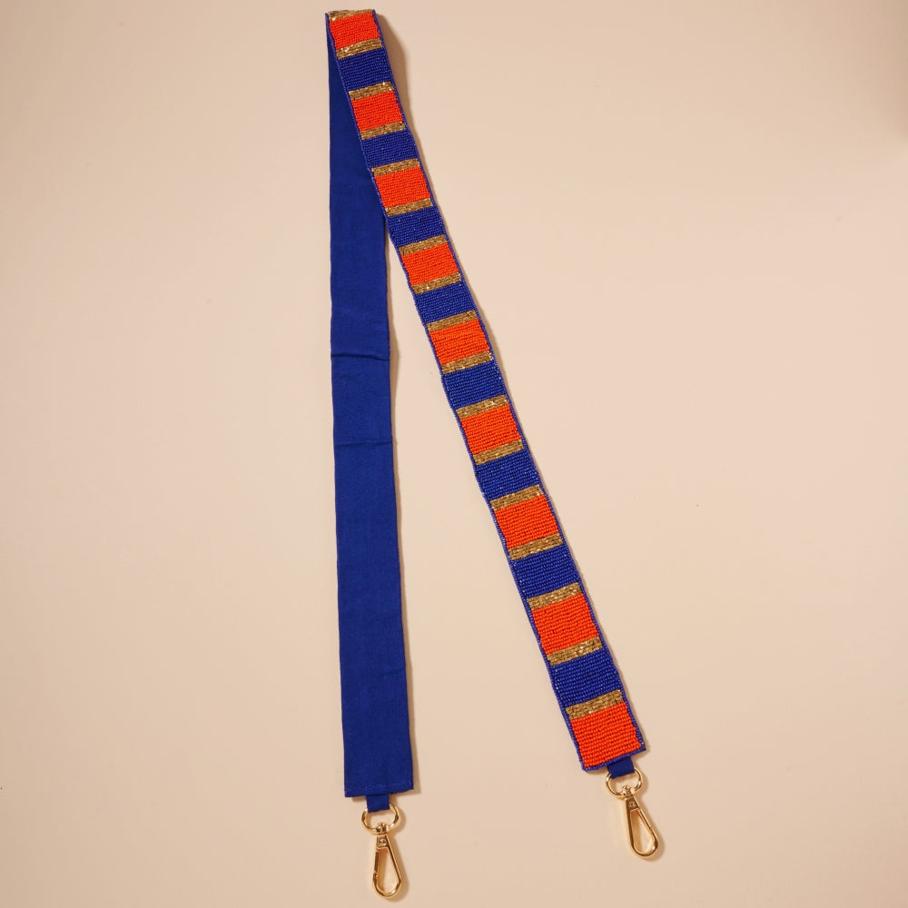 Striped Seed Bead Bag Strap