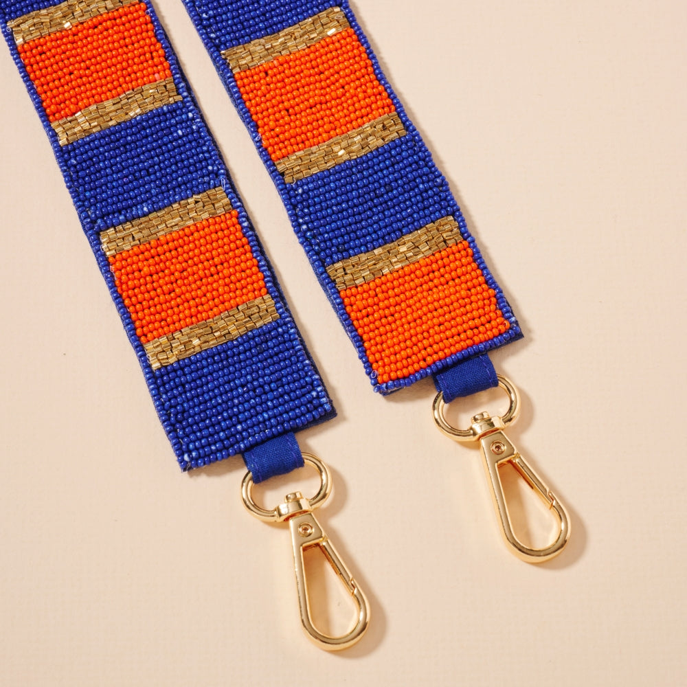 Striped Seed Bead Bag Strap
