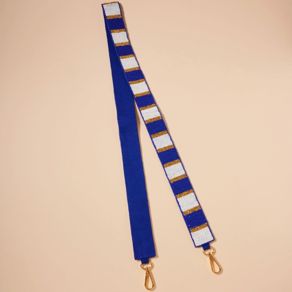 Striped Seed Bead Bag Strap