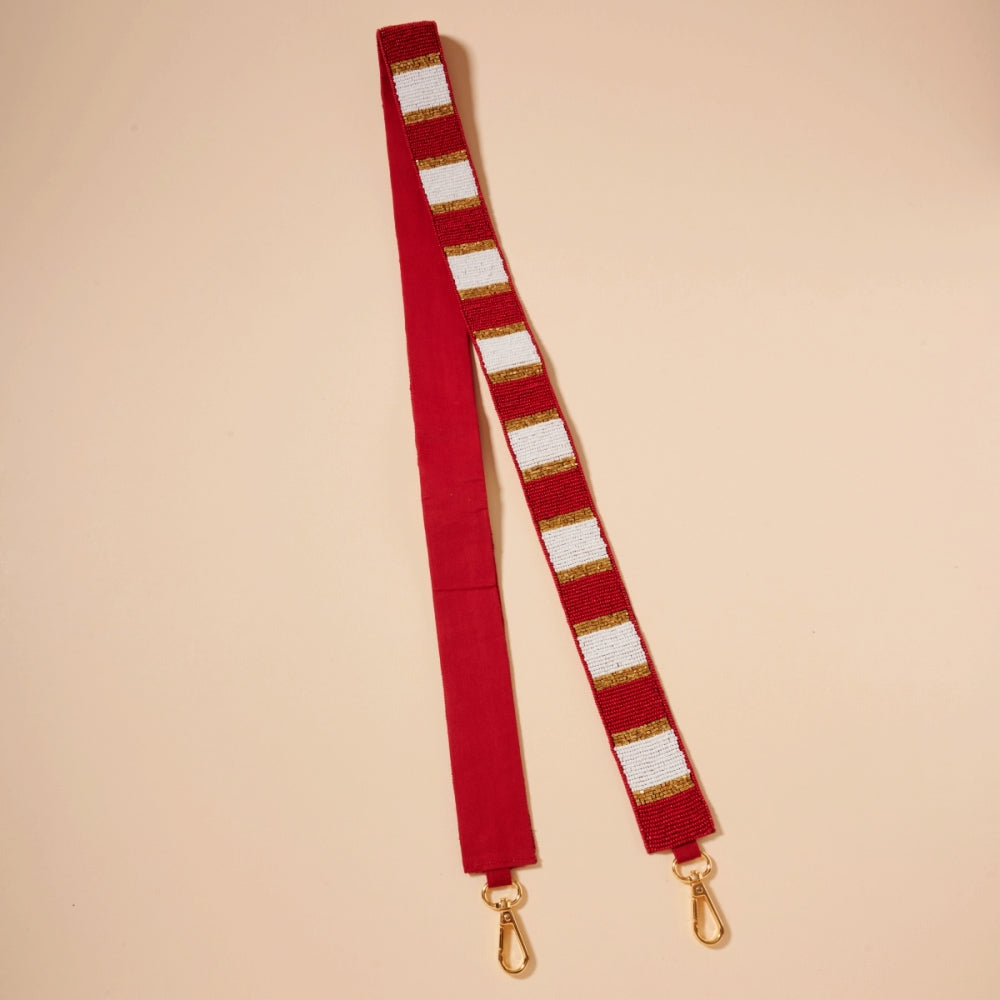 Striped Seed Bead Bag Strap