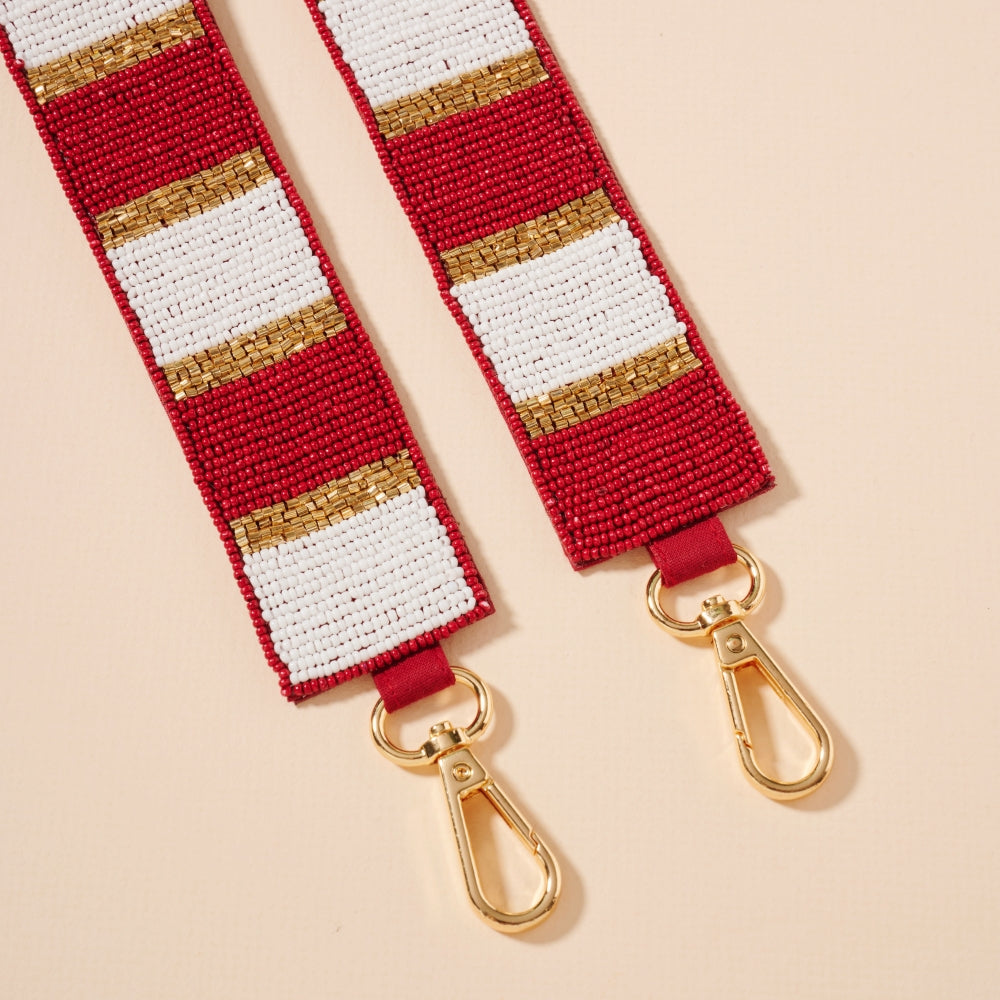 Striped Seed Bead Bag Strap