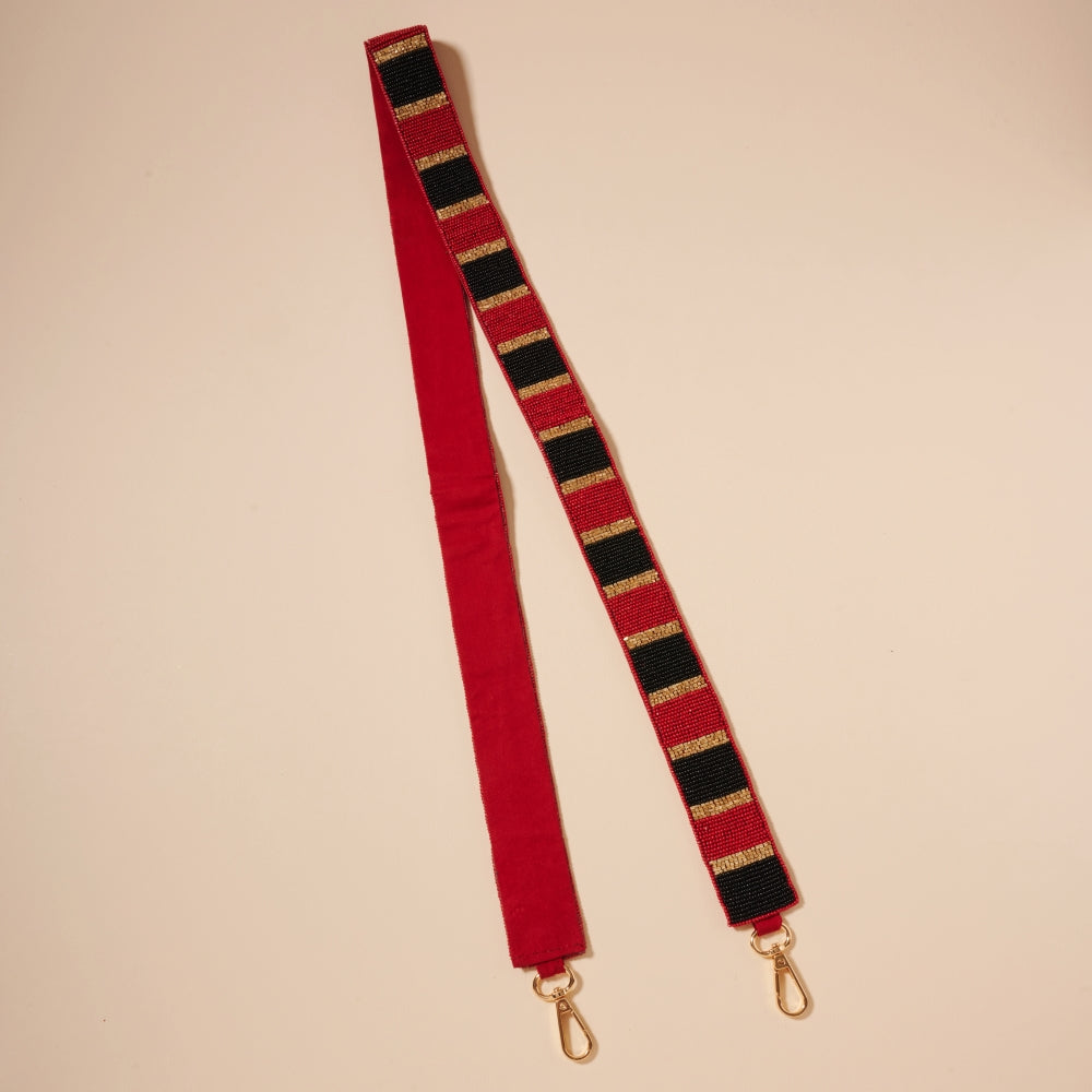 Striped Seed Bead Bag Strap