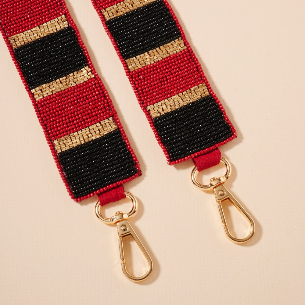 Striped Seed Bead Bag Strap