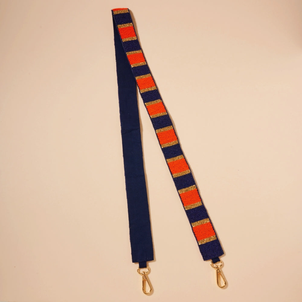 Striped Seed Bead Bag Strap