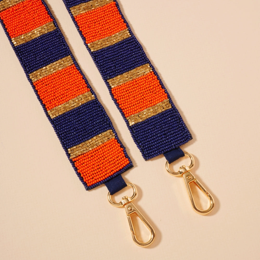 Striped Seed Bead Bag Strap