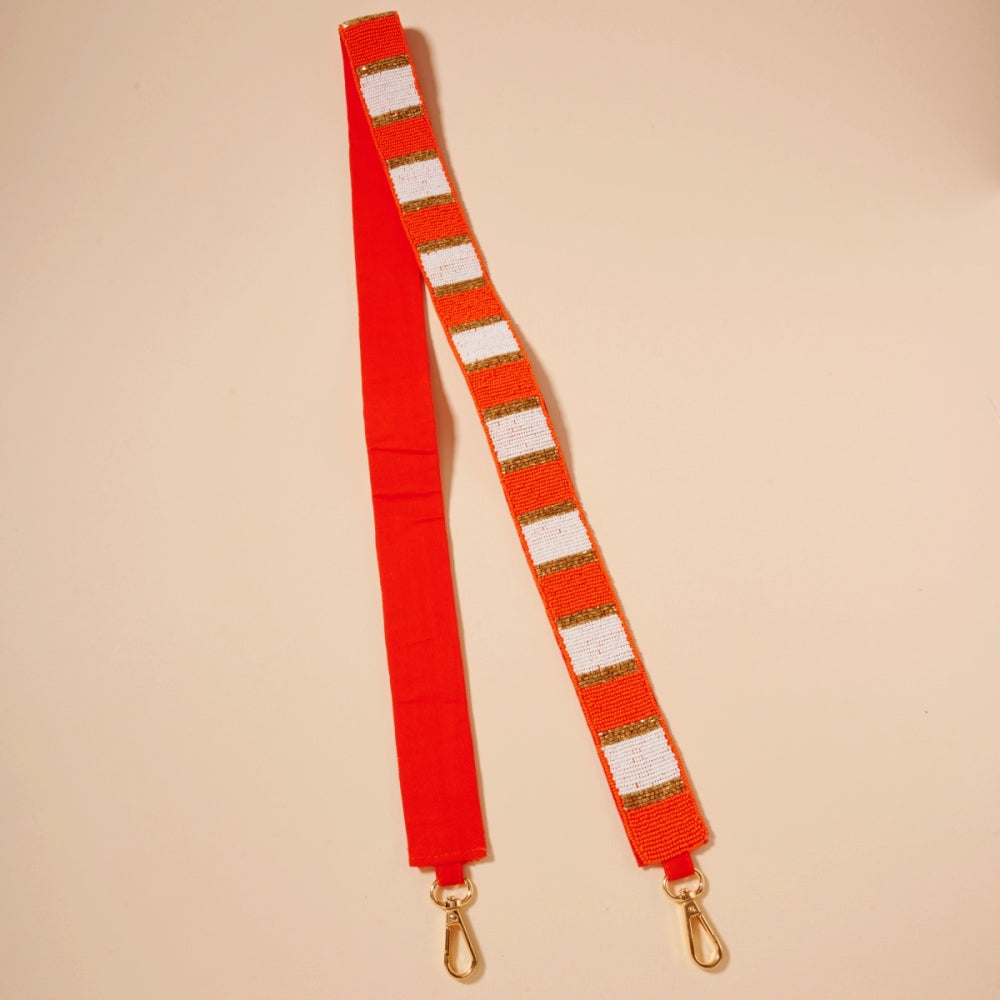 Striped Seed Bead Bag Strap