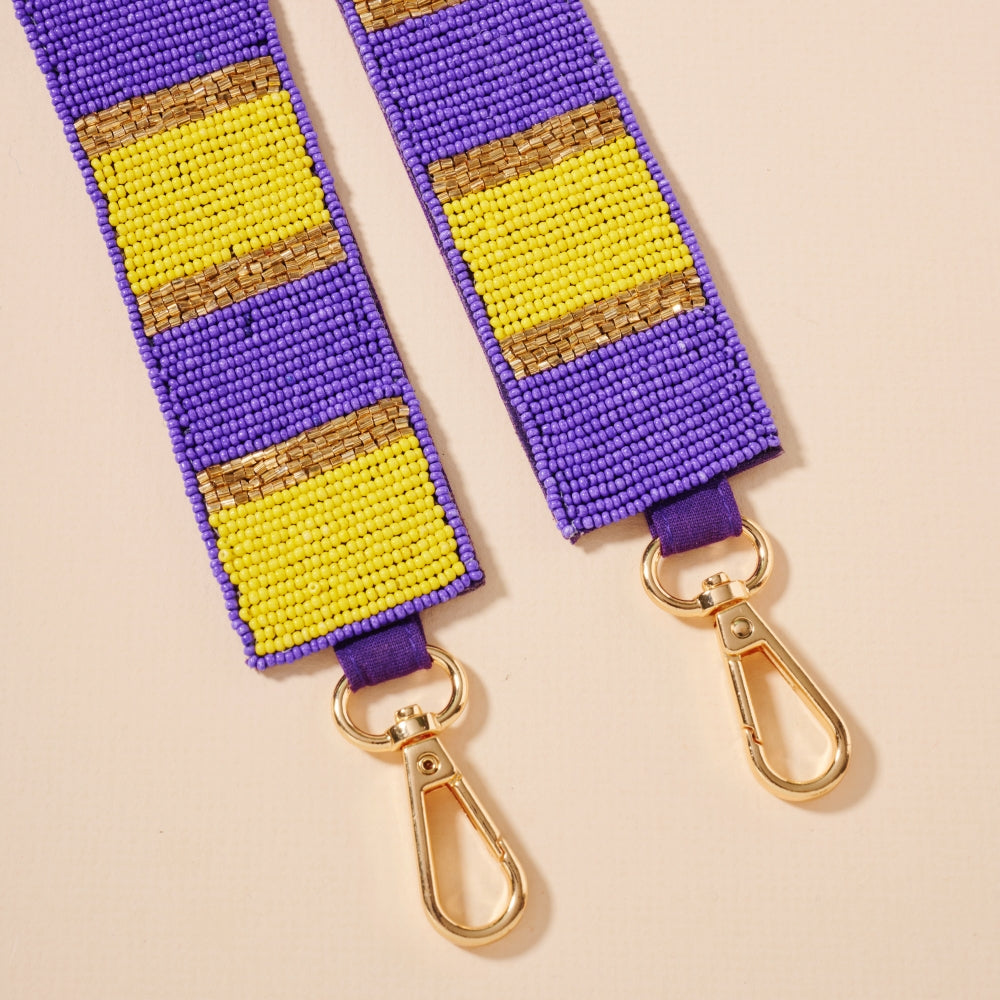 Striped Seed Bead Bag Strap