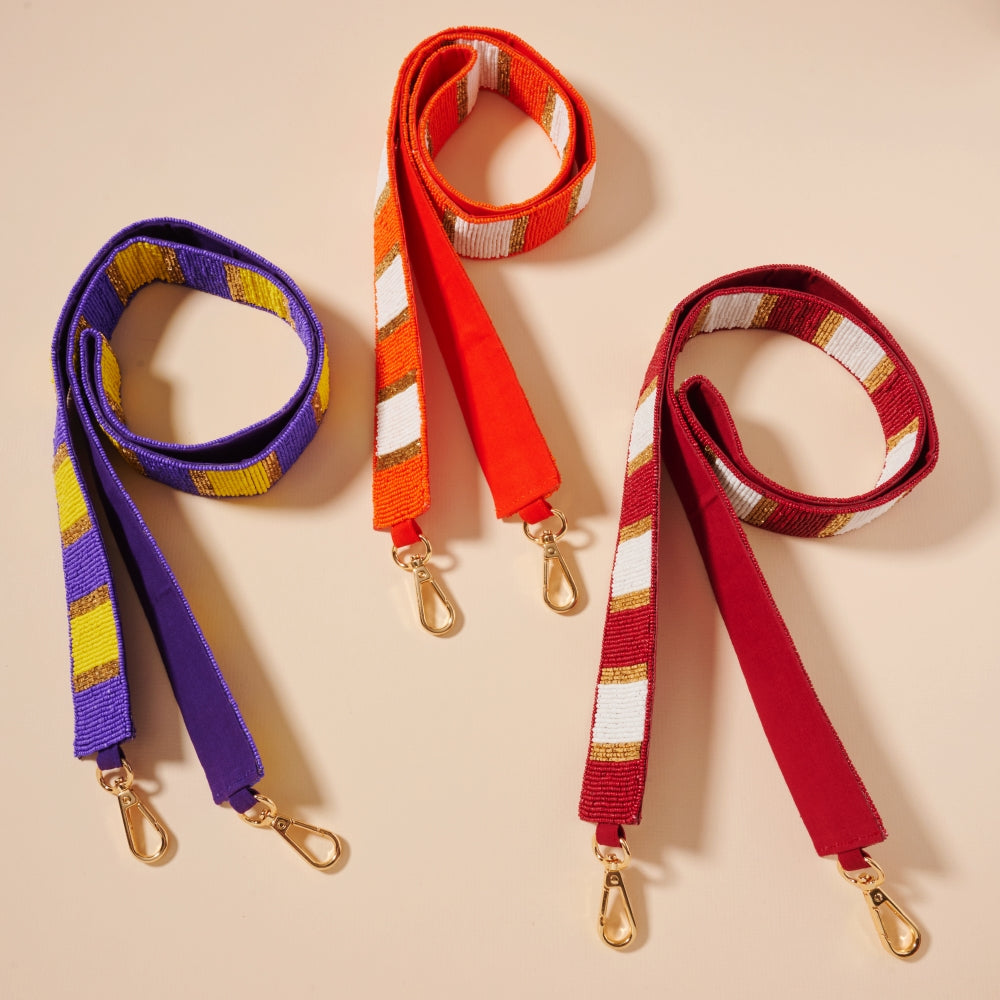 Striped Seed Bead Bag Strap